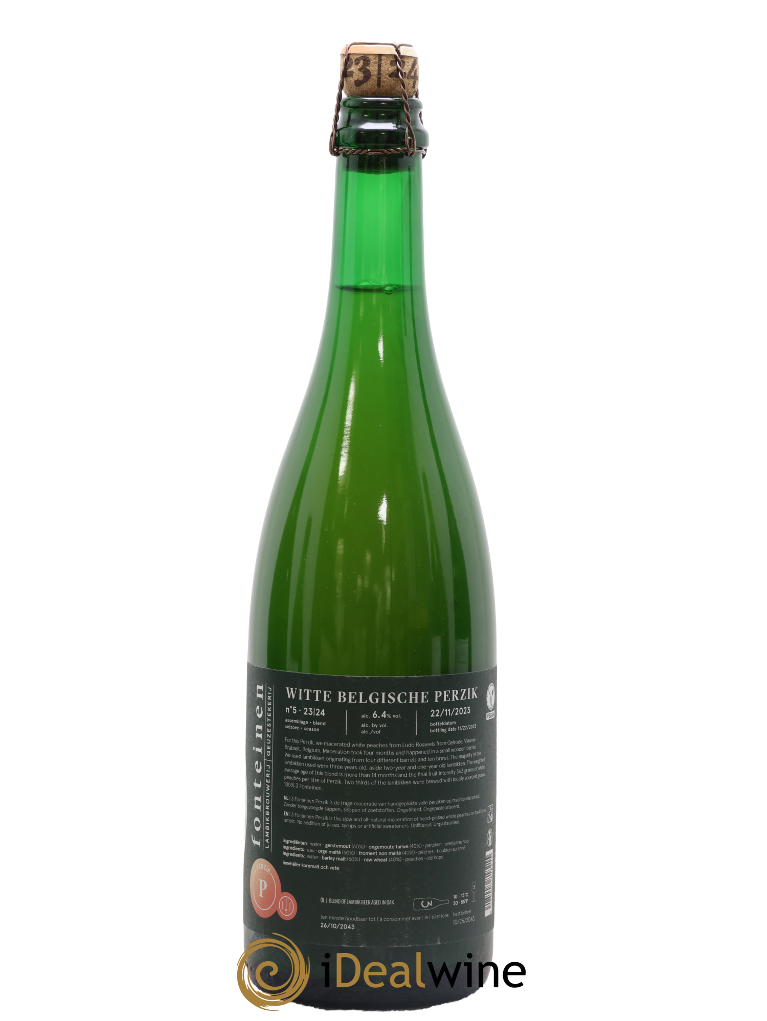 Bière 3 Fonteinen Witte Belgische Perzik (Pêche blanche belge) (season 23-24) Blend n° 5 Bottled 2023 - Lot de 1 bouteille - 1