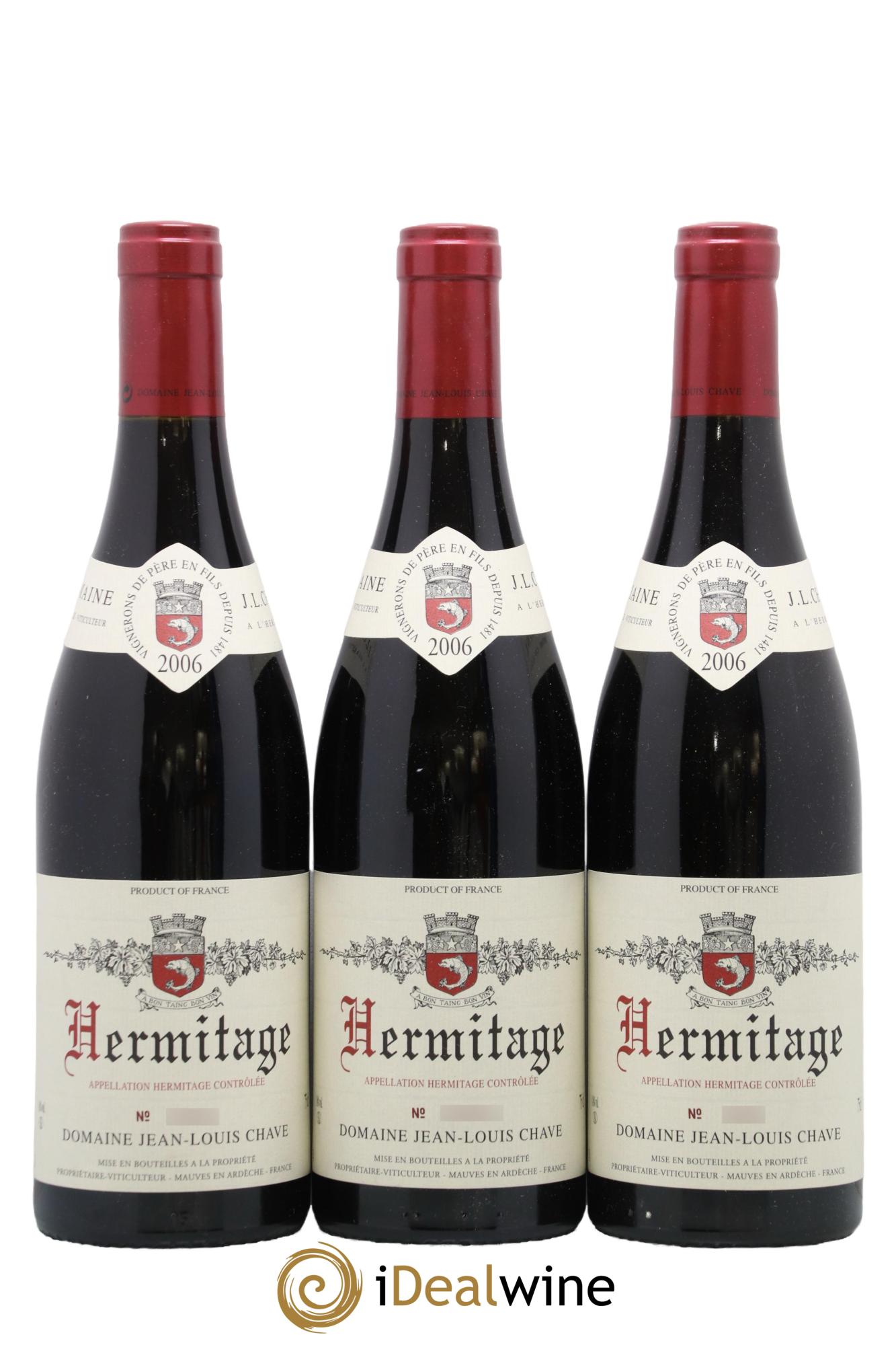 Hermitage Jean-Louis Chave 2006 - Lot of 3 bottles - 0