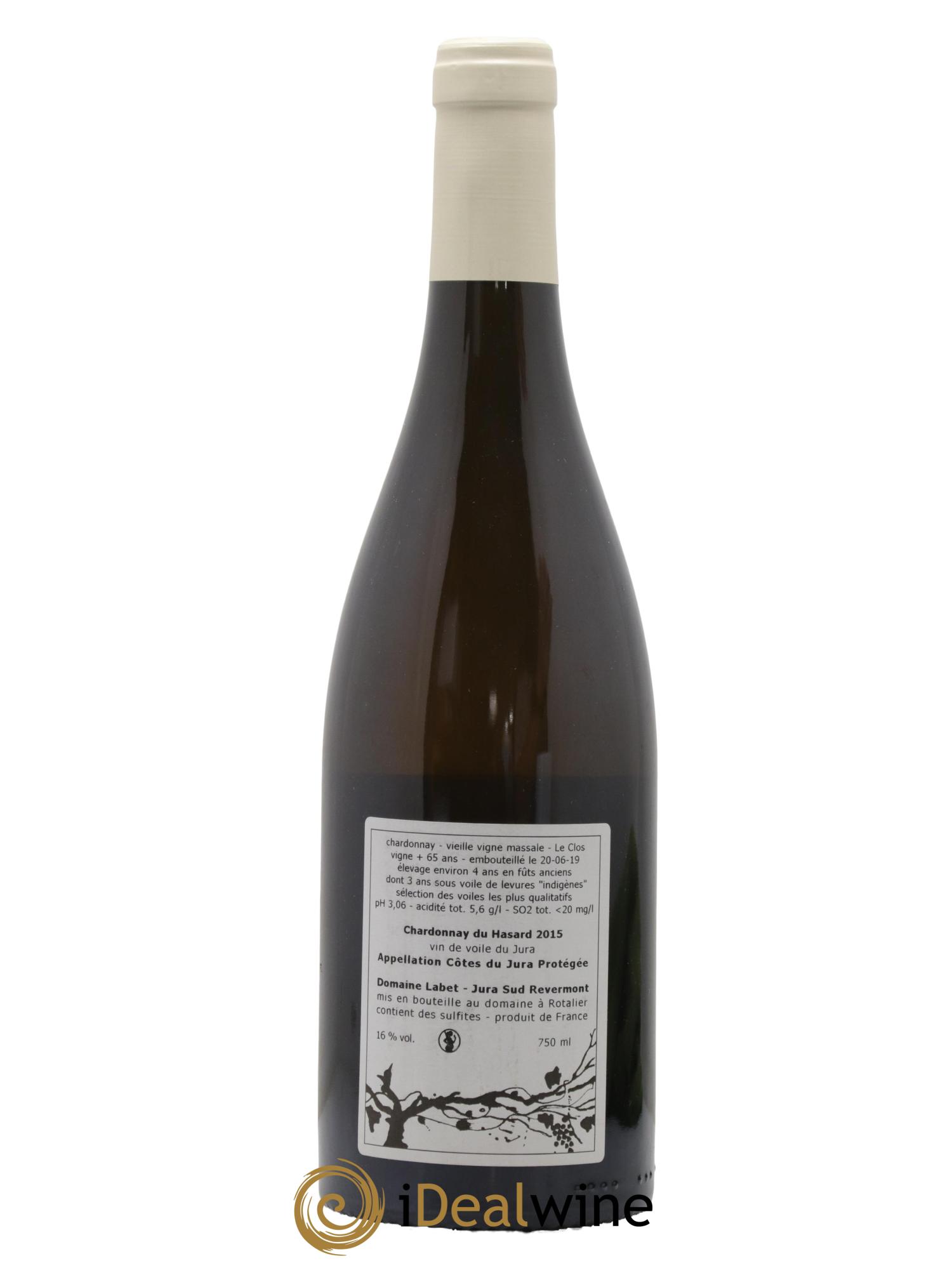 Côtes du Jura Vin de voile Chardonnay du Hasard Romain - Julien - Charline Labet 2015 - Lot de 1 bouteille - 1