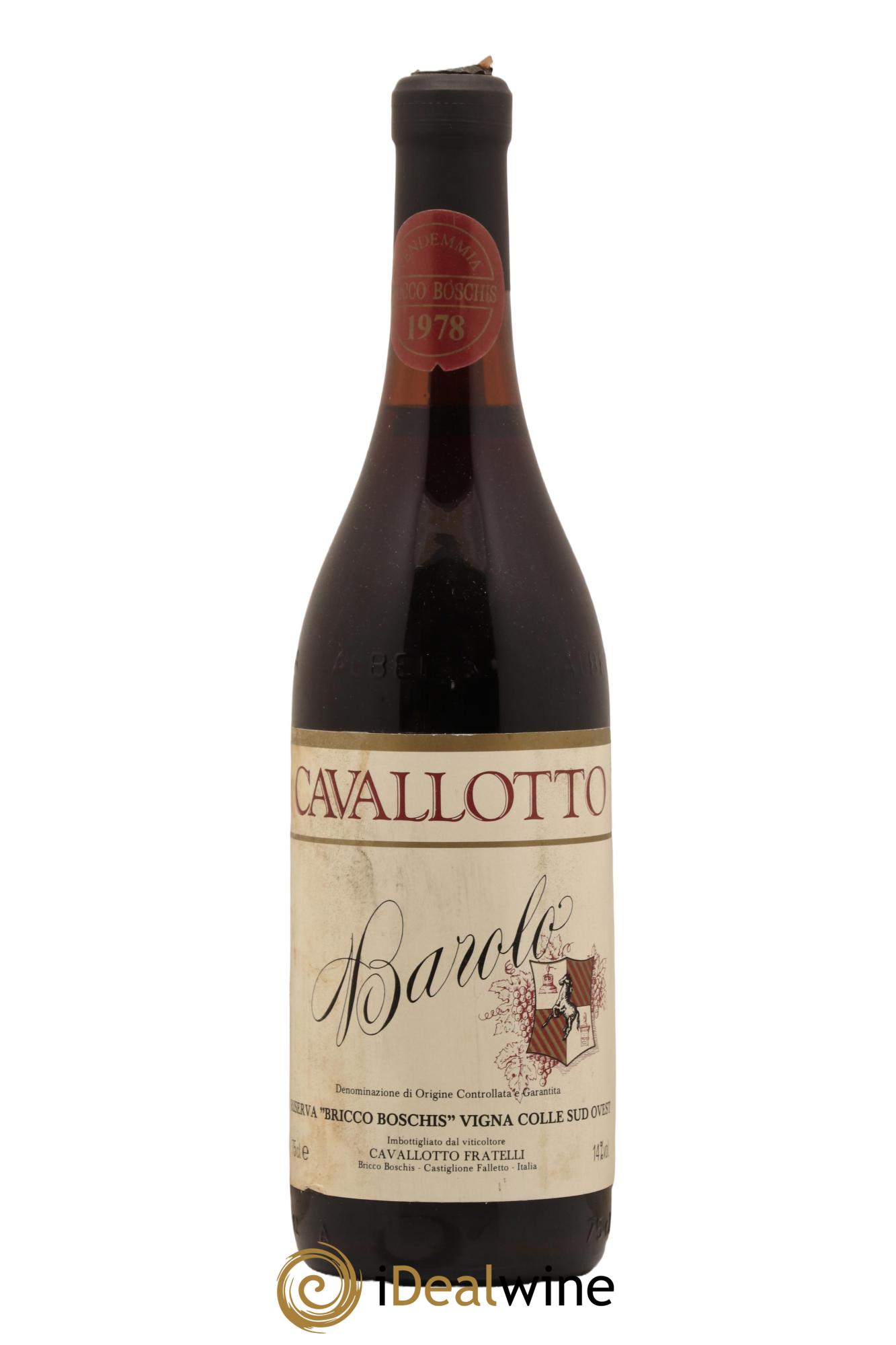 Barolo Riserva Bricco Boschis Vigna Colle Sud Ovest Cavallotto 1978 - Lot de 1 bouteille - 0