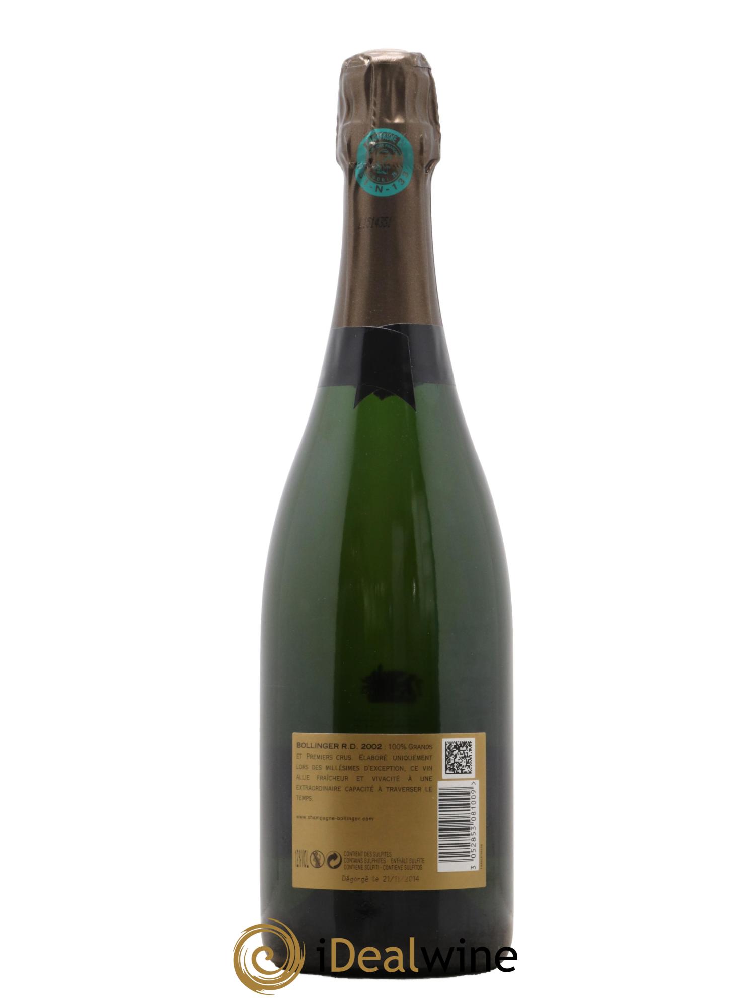 R.D. Extra-Brut Bollinger 2002 - Lot de 1 bouteille - 2