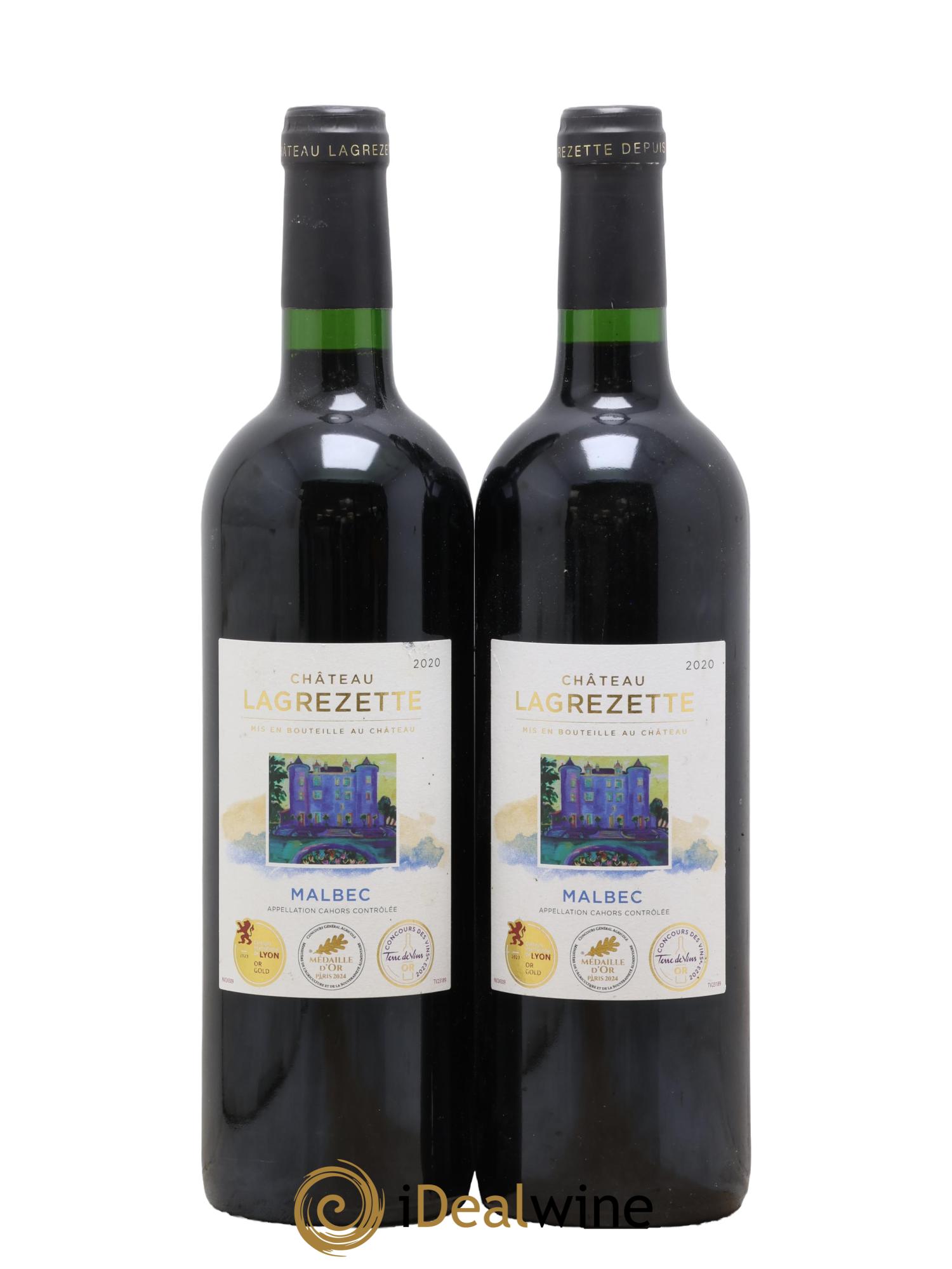 Cahors Château Lagrezette Alain Dominique Perrin 2020 - Lot of 2 bottles - 0