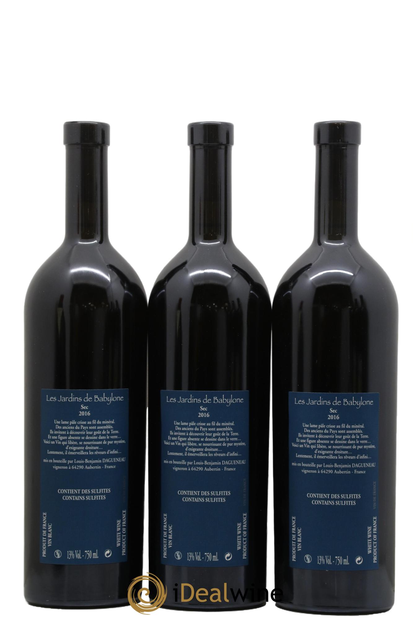Vin de France(anciennement Jurançon) Les Jardins de Babylone Sec Didier Dagueneau 2016 - Lot de 3 bouteilles - 1