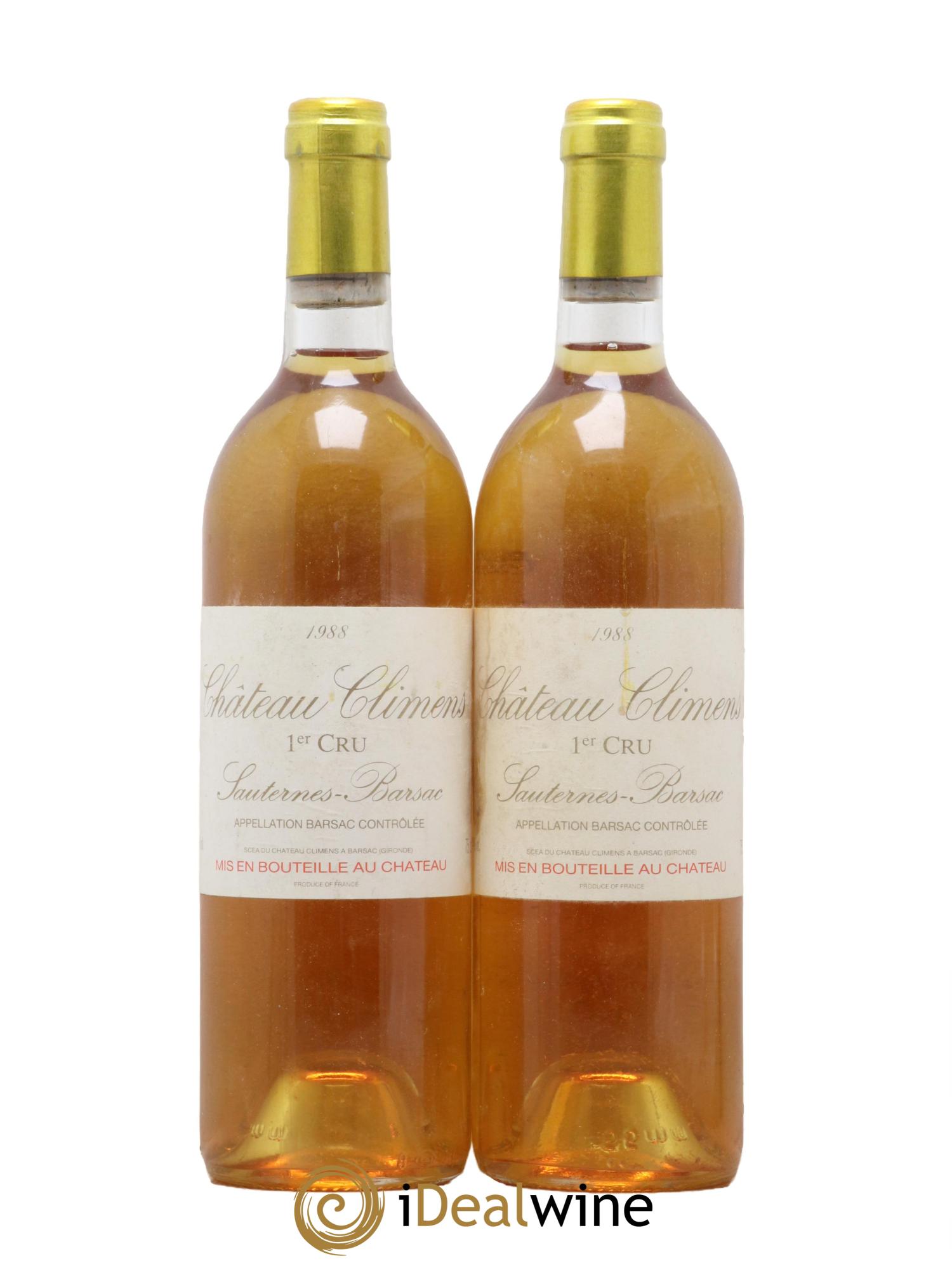 Château Climens 1er Grand Cru Classé 1988 - Lotto di 2 bottiglie - 0