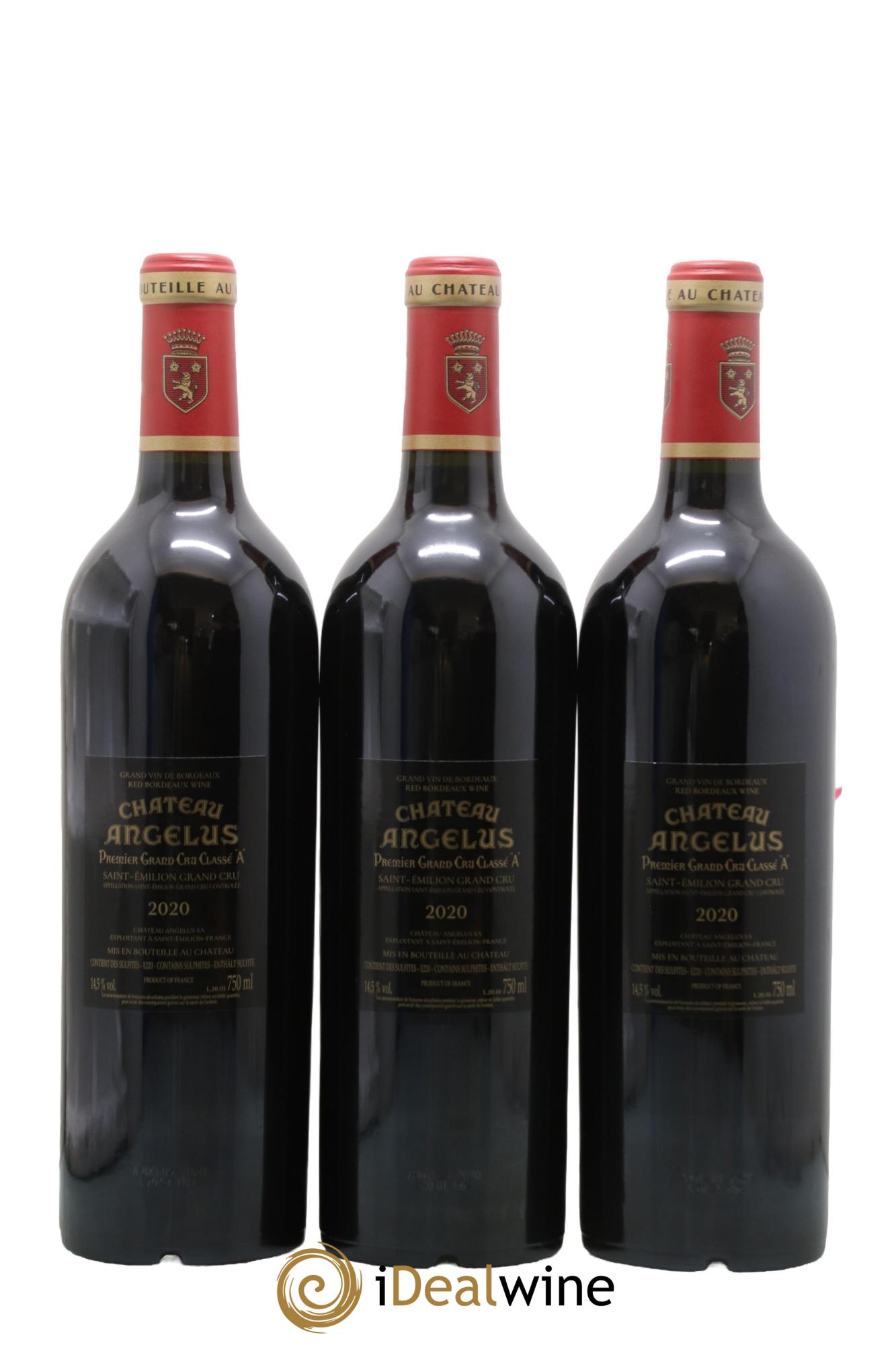 Château Angélus 1er Grand Cru Classé A 2020 - Lotto di 3 bottiglie - 1