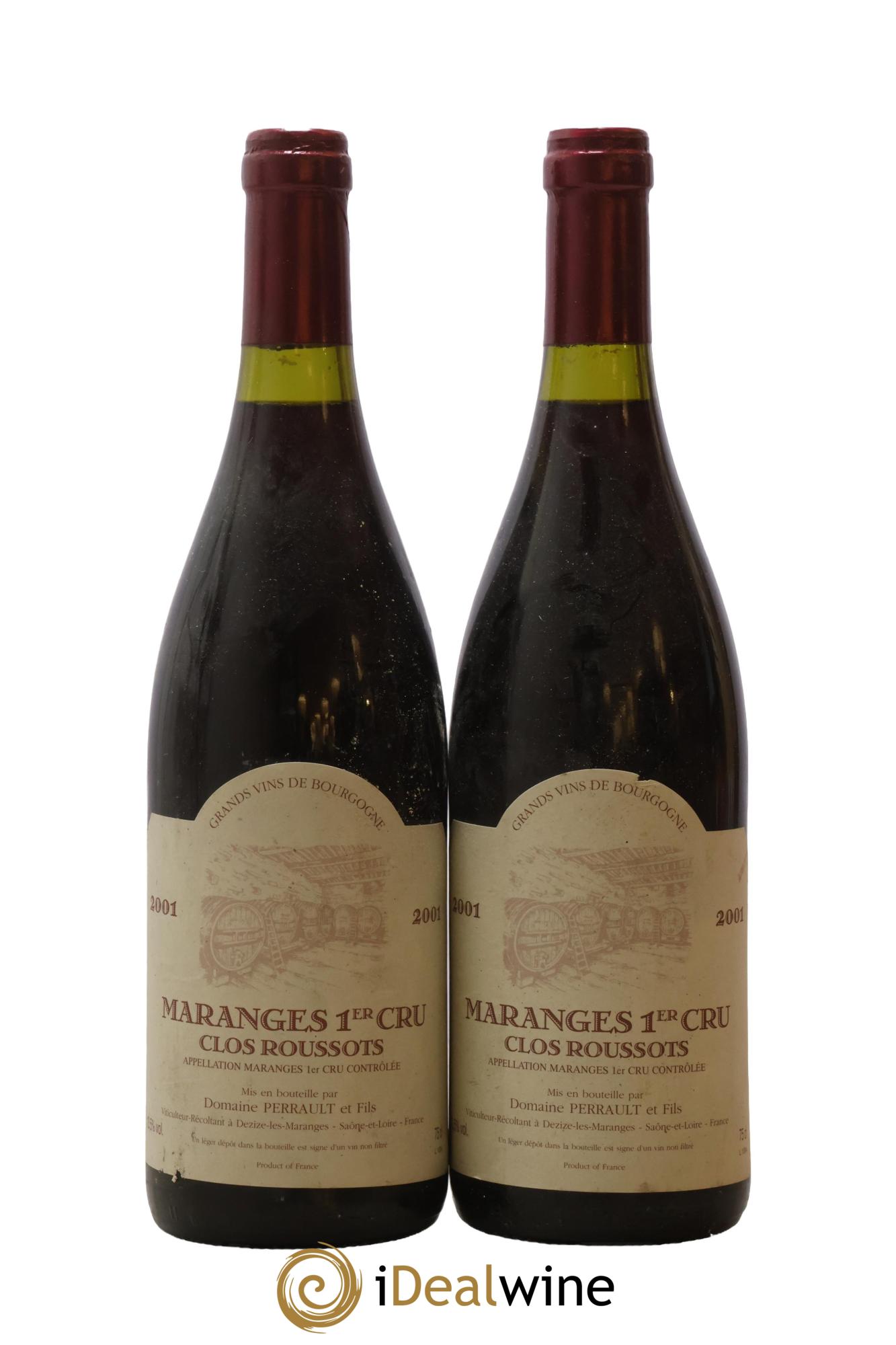 Maranges 1er Cru Le Clos Roussots Perrault 2001 - Lot de 2 bouteilles - 0