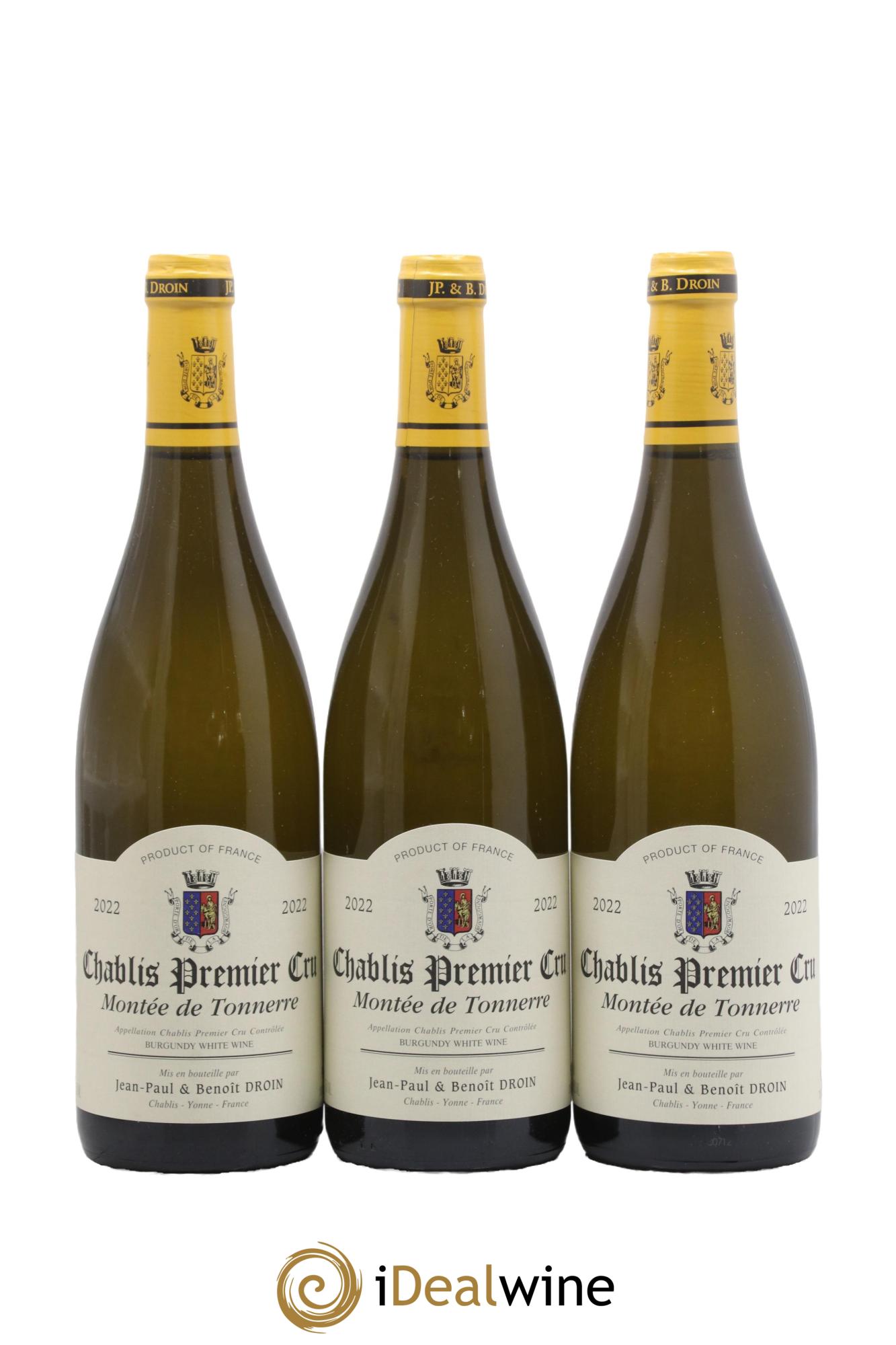 Chablis 1er Cru Montée de Tonnerre Jean-Paul & Benoît Droin (Domaine) 2022 - Lot de 3 bouteilles - 0