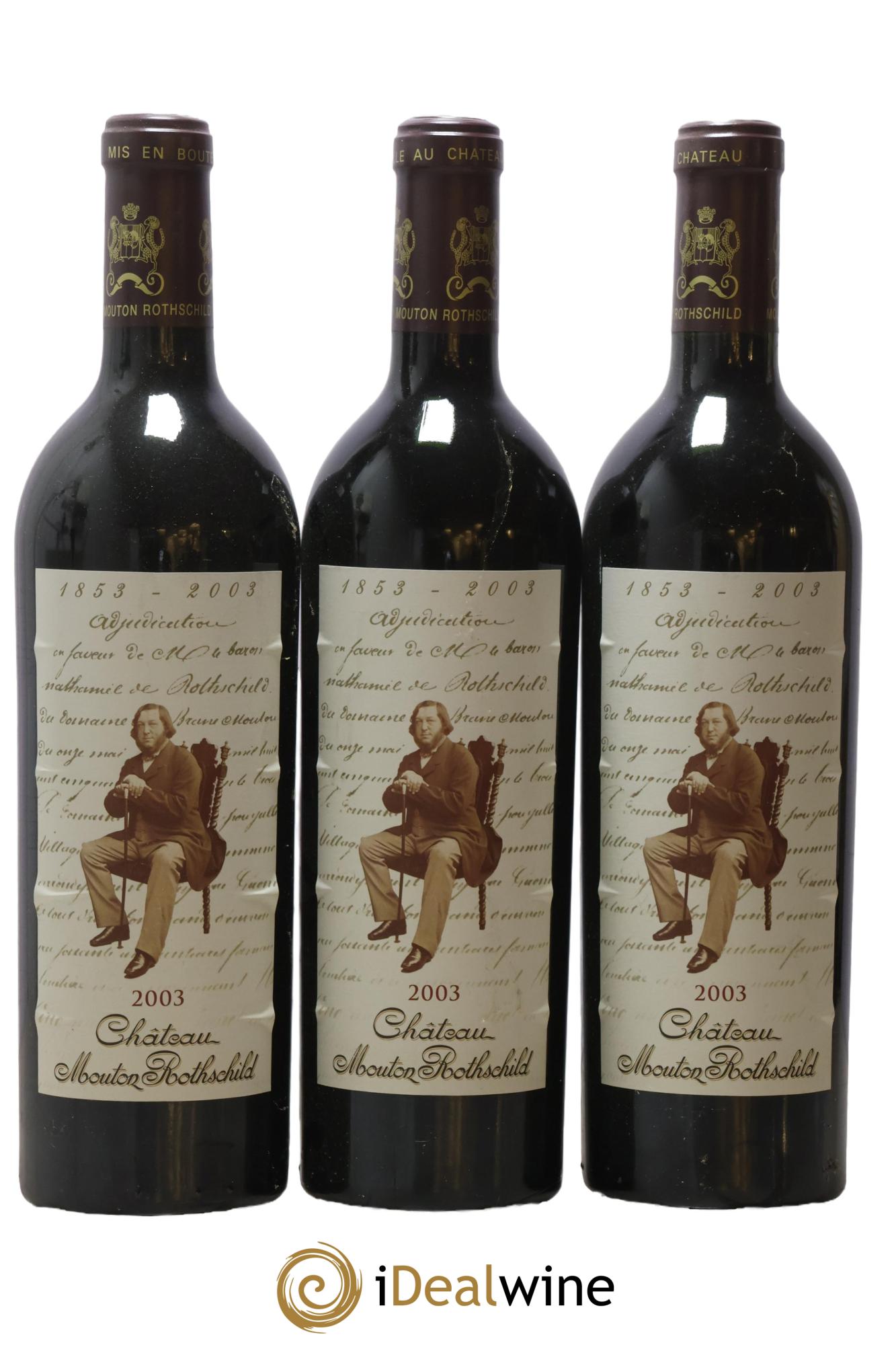 Château Mouton Rothschild 1er Grand Cru Classé 2003 - Lot de 3 bouteilles - 0