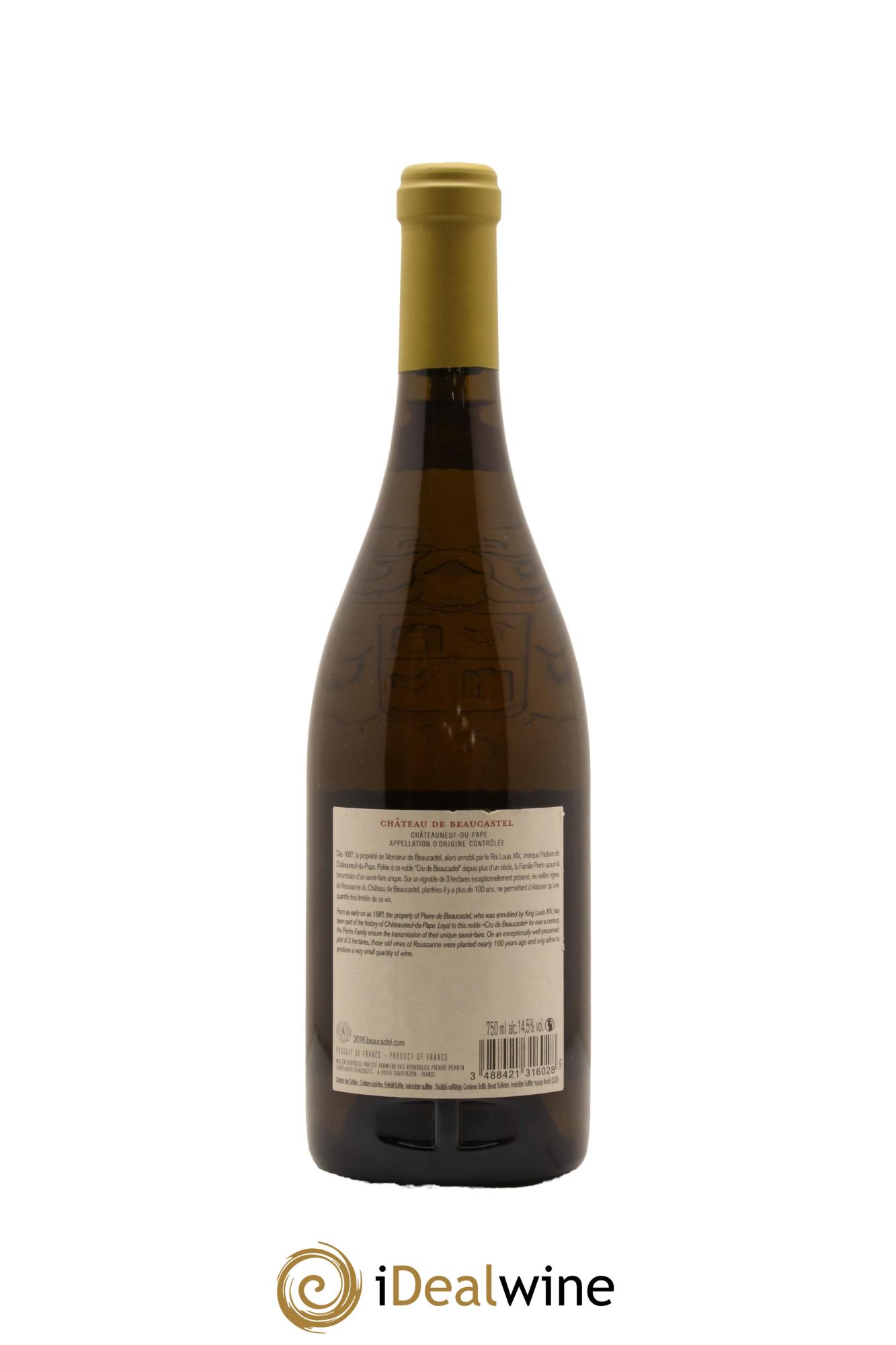 Châteauneuf-du-Pape Château de Beaucastel Vieilles vignes Roussanne Famille Perrin 2016 - Lot de 1 bouteille - 1