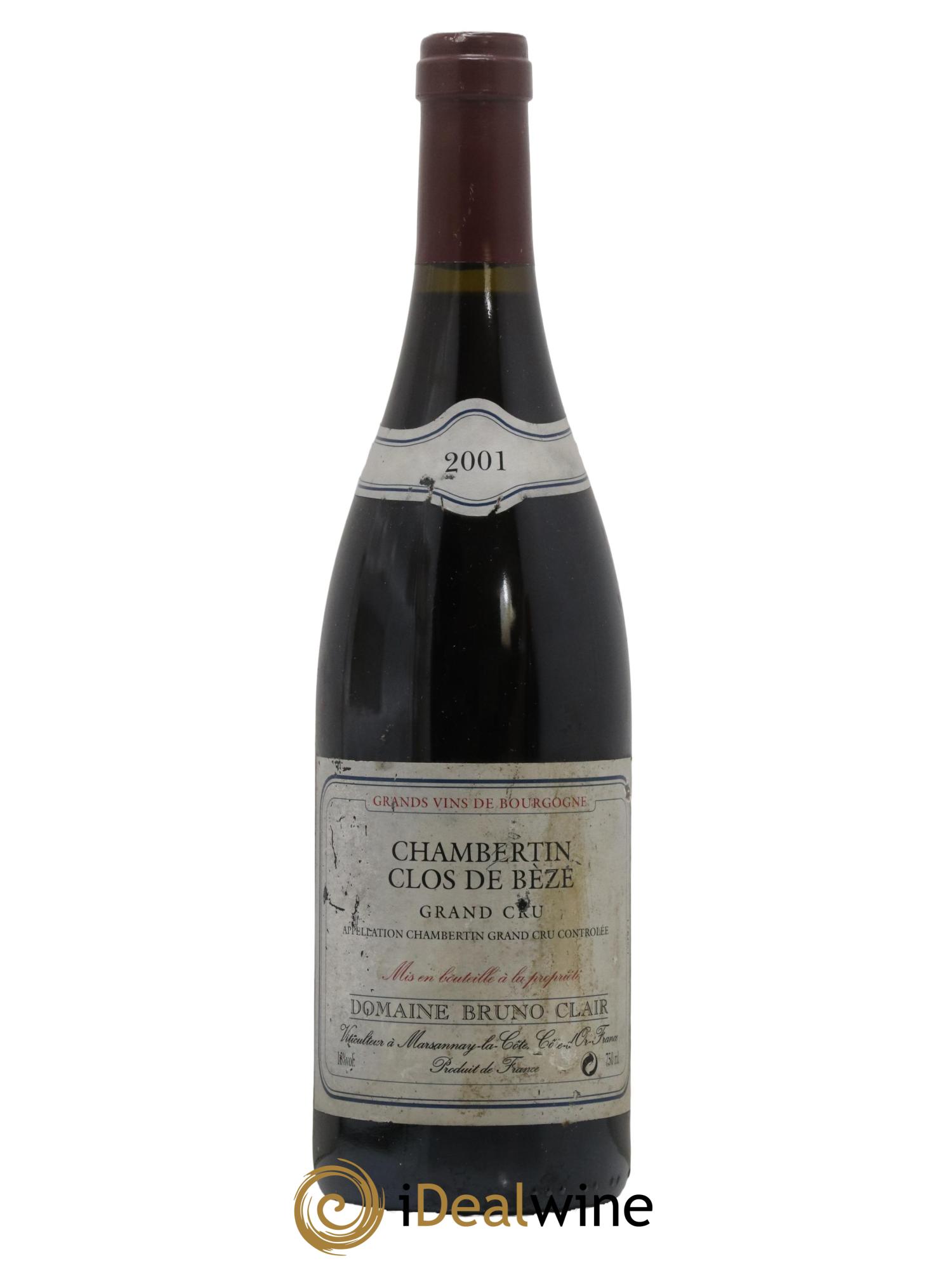 Chambertin Clos de Bèze Grand Cru Bruno Clair (Domaine) 2001 - Lot de 1 bouteille - 0