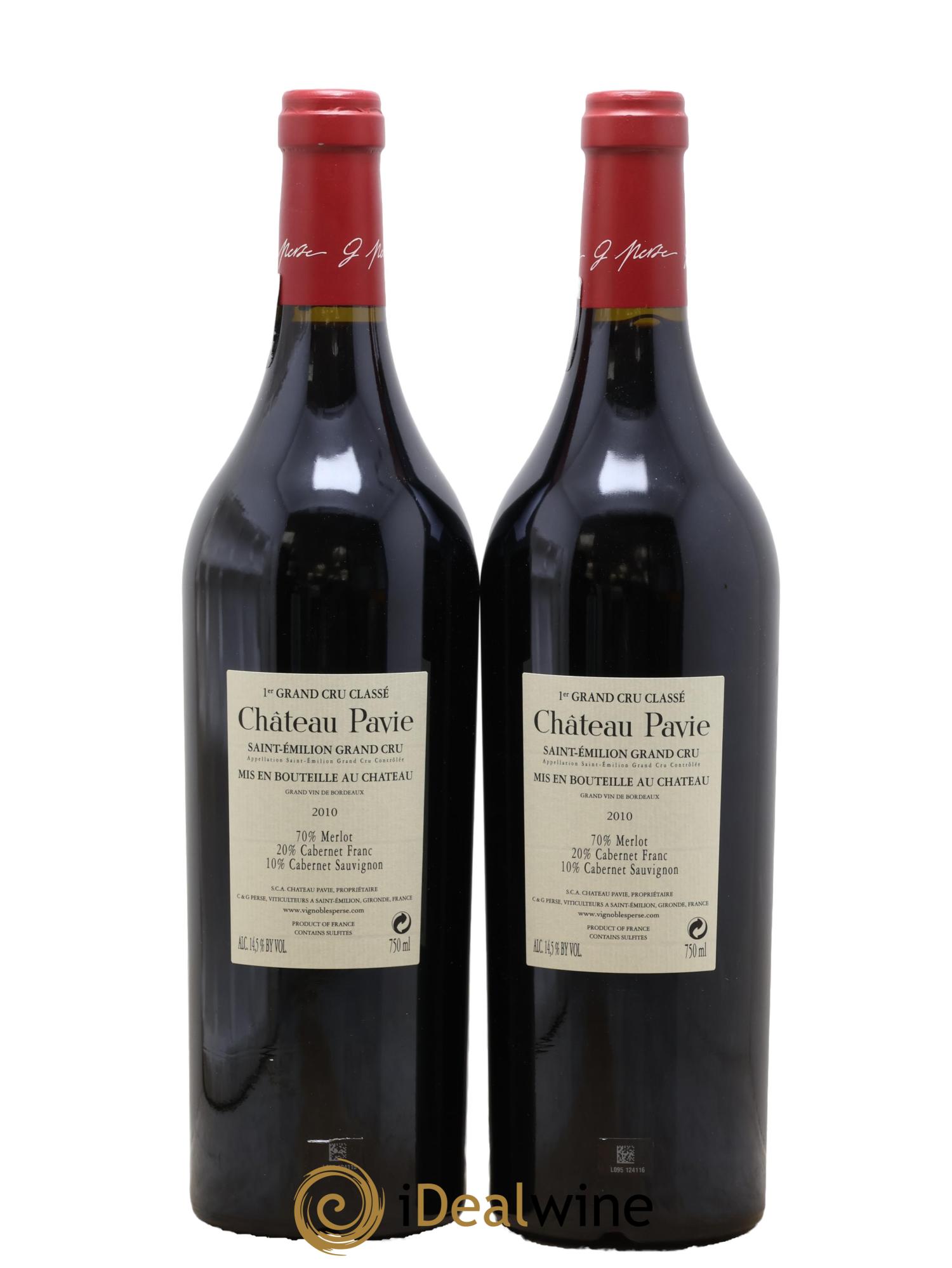 Château Pavie 1er Grand Cru Classé A 2010 - Lotto di 2 bottiglie - 1