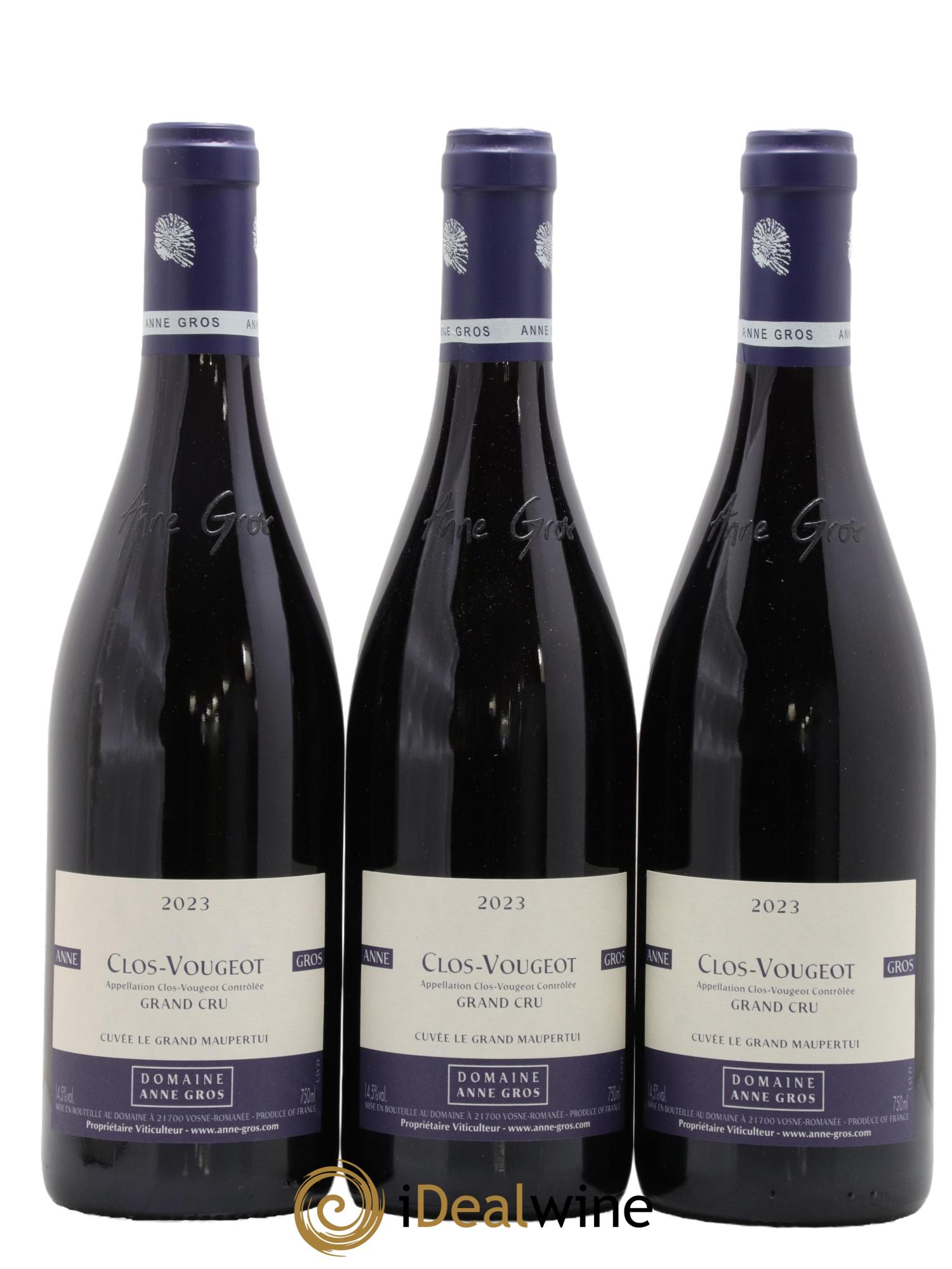 Clos de Vougeot Grand Cru Le Grand Maupertui Anne Gros 2023 - Lot of 3 bottles - 0