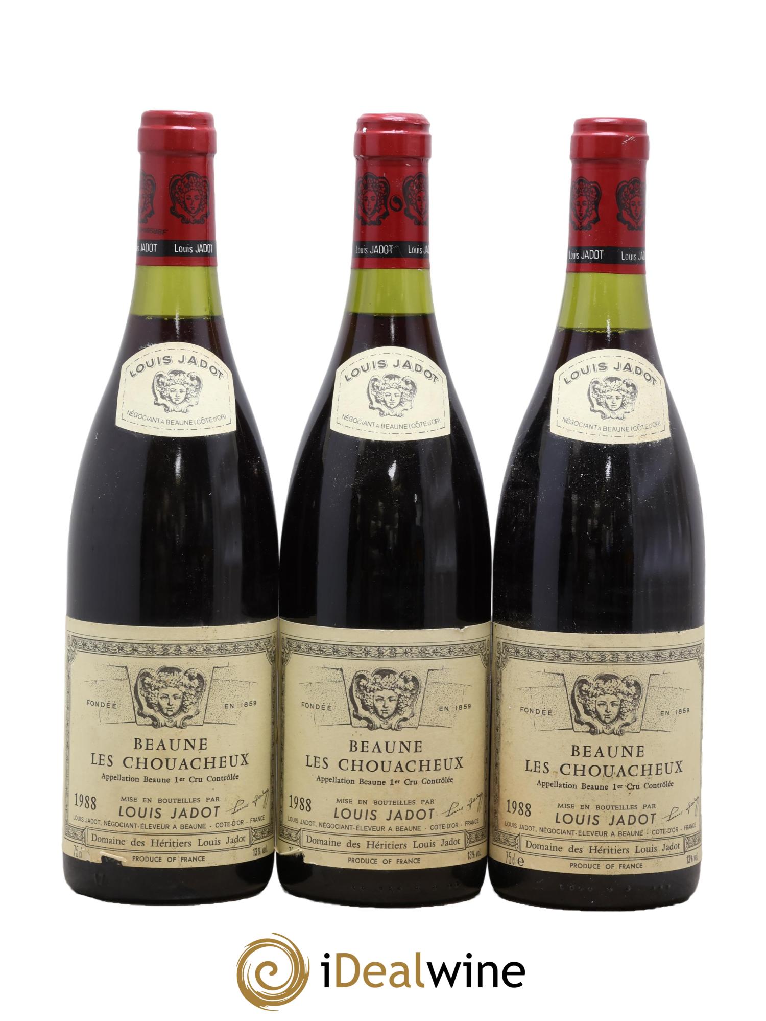 Beaune 1er Cru Chouacheux Héritiers Louis Jadot (Domaine des) - Louis Jadot 1988 - Lotto di 3 bottiglie - 0