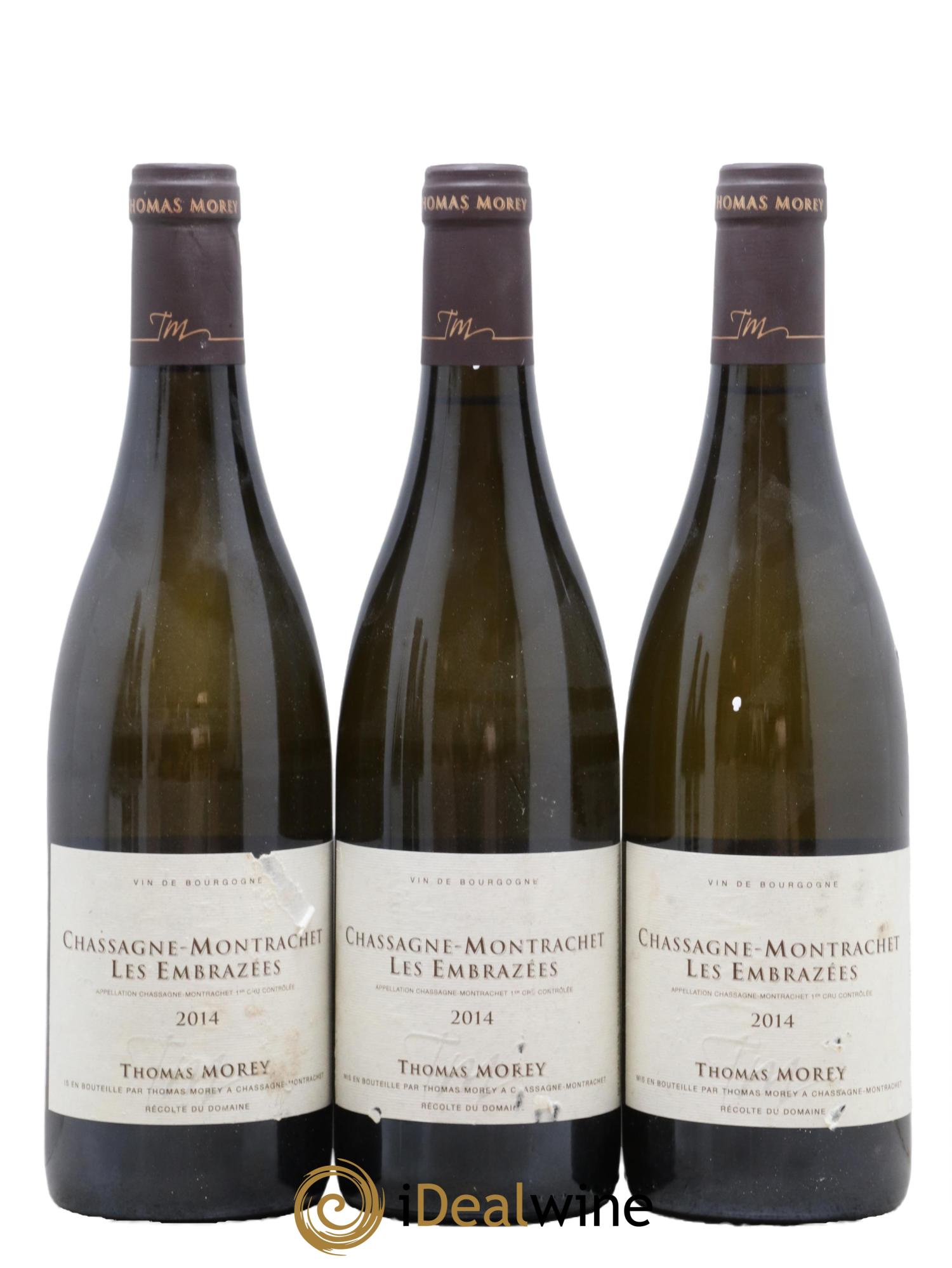 Chassagne-Montrachet 1er Cru Les Embrazées Thomas Morey 2014 - Lot of 3 bottles - 0