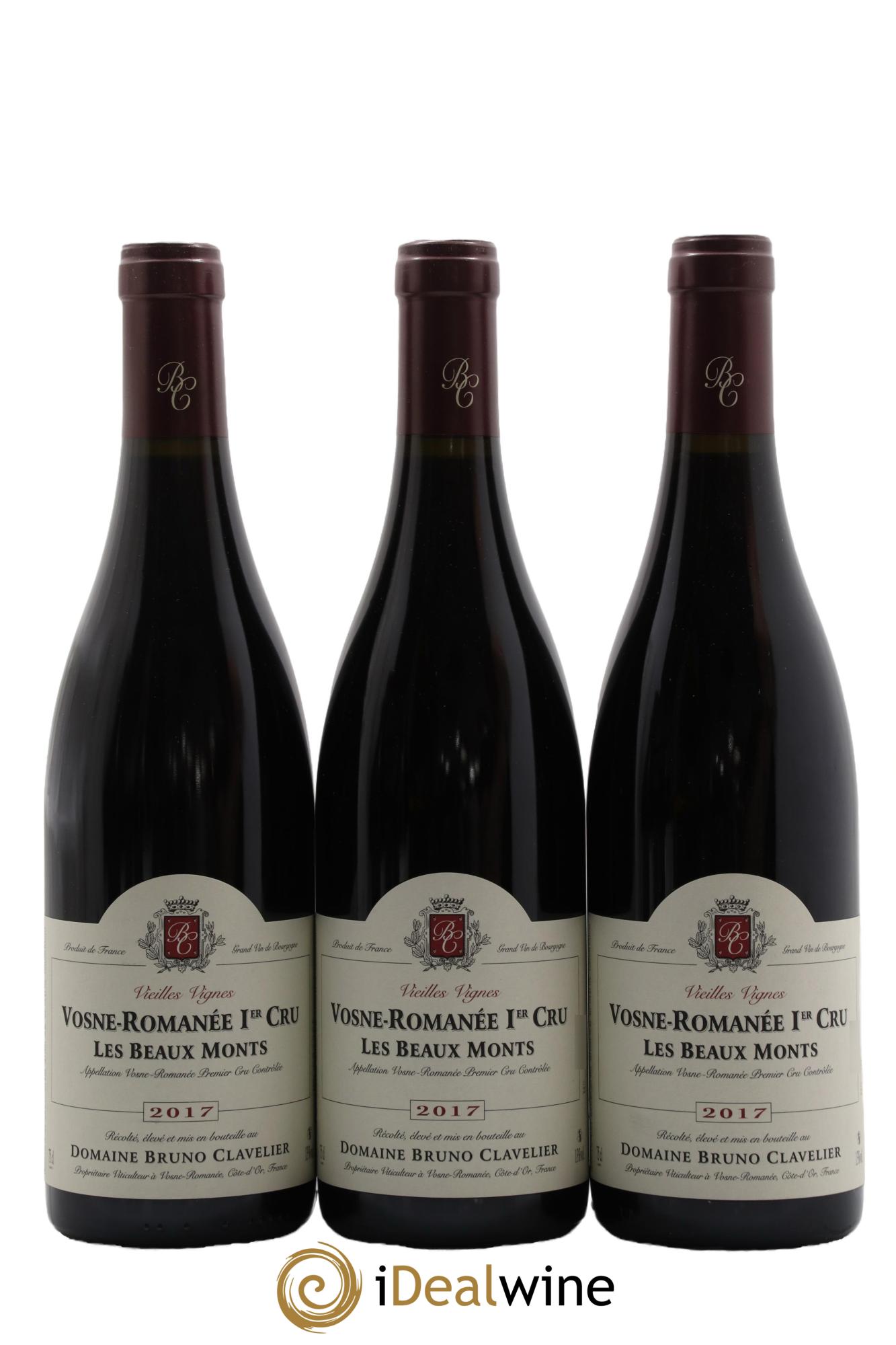Vosne-Romanée 1er Cru Les Beaux Monts Vieilles vignes Bruno Clavelier 2017 - Lot de 3 bouteilles - 0