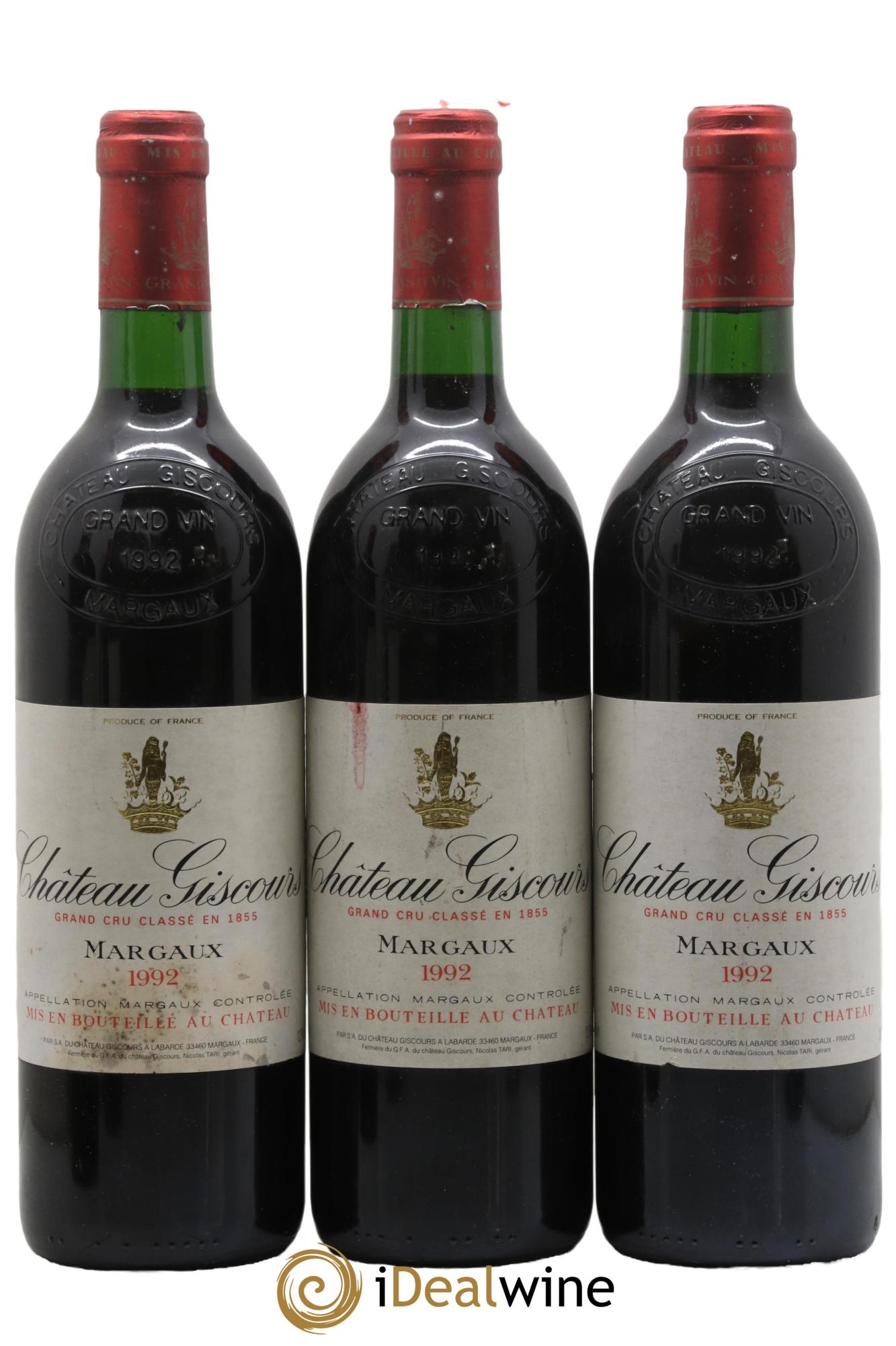 Château Giscours 3ème Grand Cru Classé 1992 - Lotto di 3 bottiglie - 0
