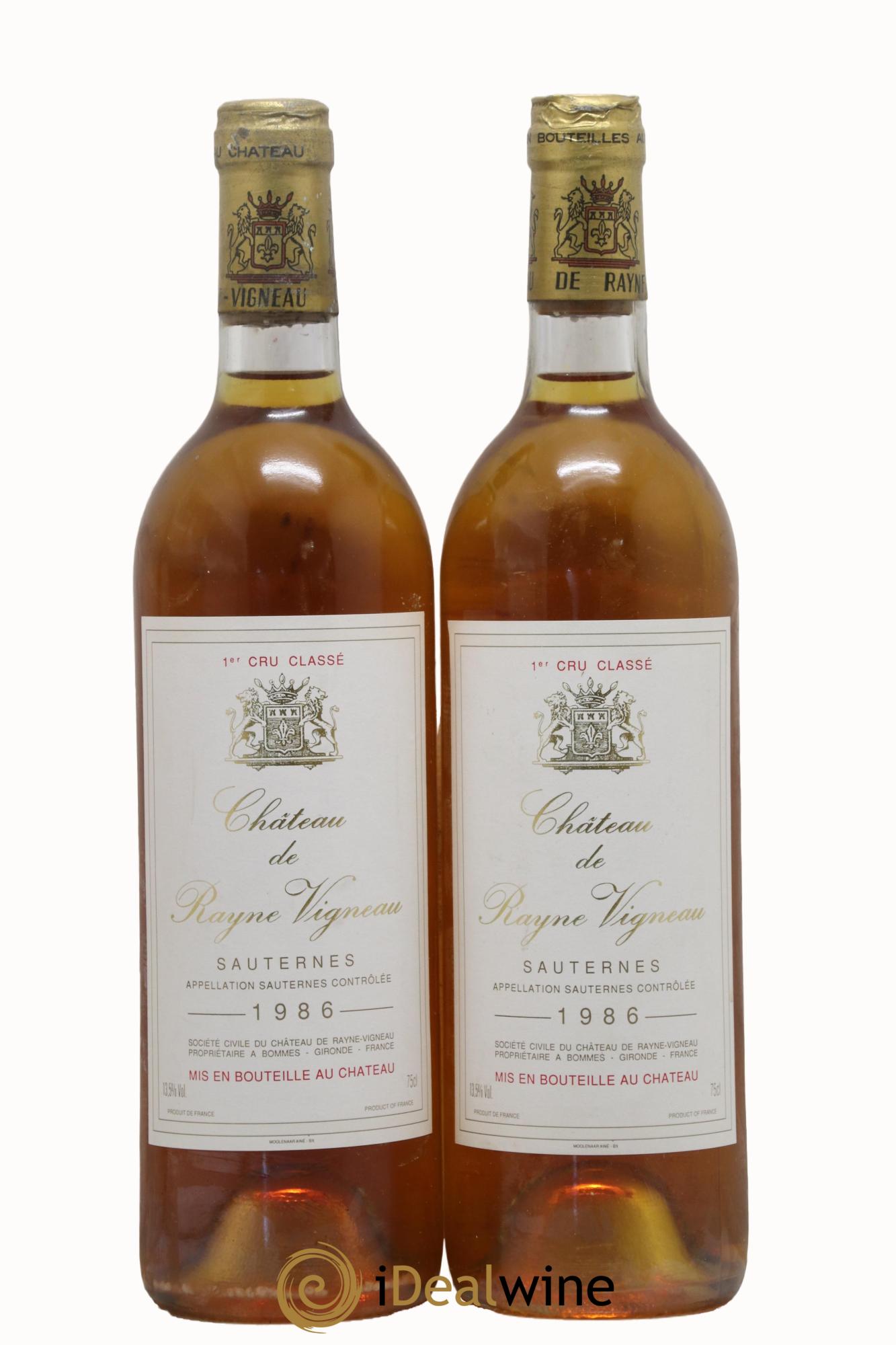Château de Rayne Vigneau 1er Grand Cru Classé 1986 - Lot of 2 bottles - 0