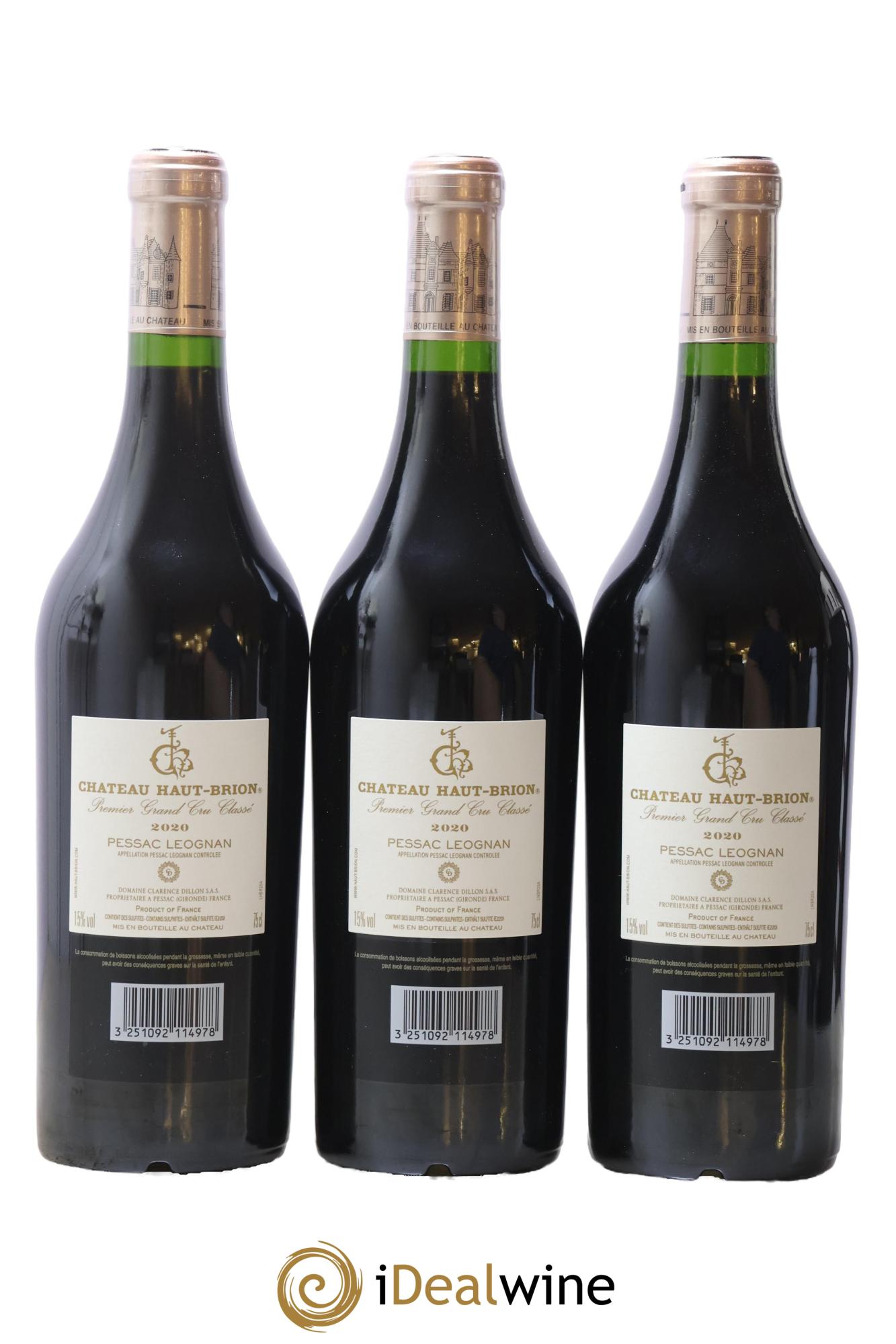 Château Haut Brion 1er Grand Cru Classé 2020 - Lot de 3 bouteilles - 1
