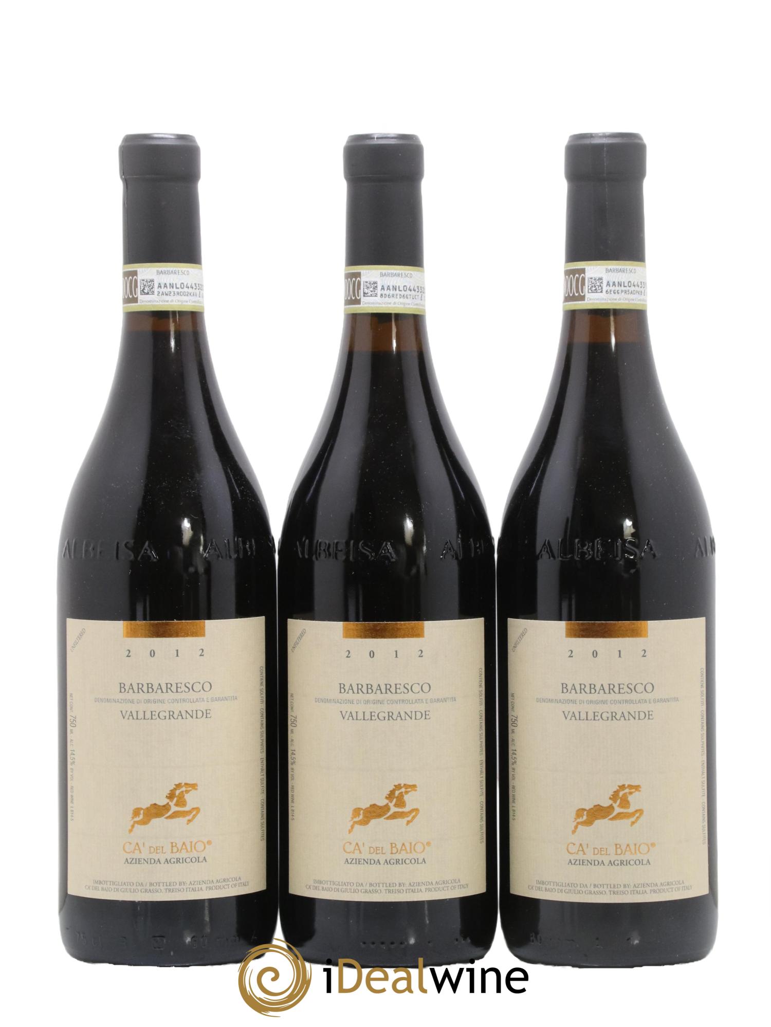 Barbaresco DOCG Vallegrande Ca' del Baio 2012 - Lot de 3 bouteilles - 0