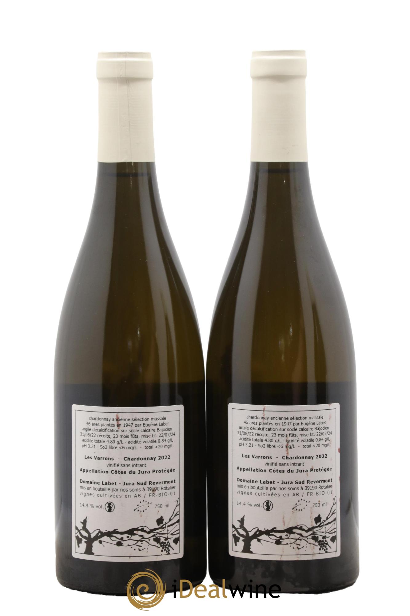 Côtes du Jura Chardonnay Les Varrons Romain - Julien - Charline Labet 2022 - Lot of 2 bottles - 1