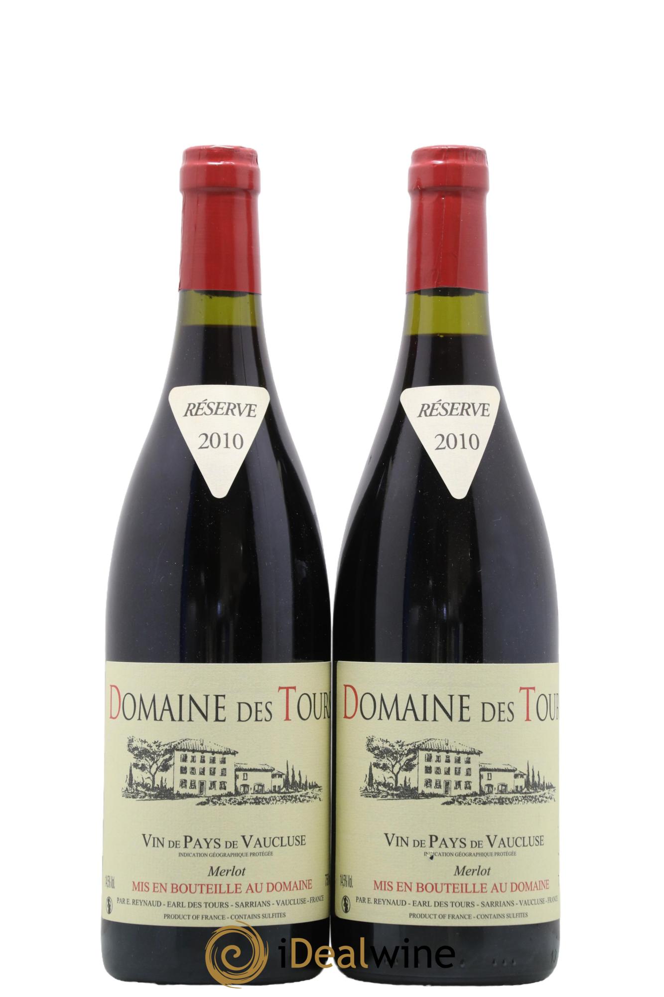 Vaucluse Domaine des Tours Merlot Emmanuel Reynaud 2010 - Lot de 2 bouteilles - 0