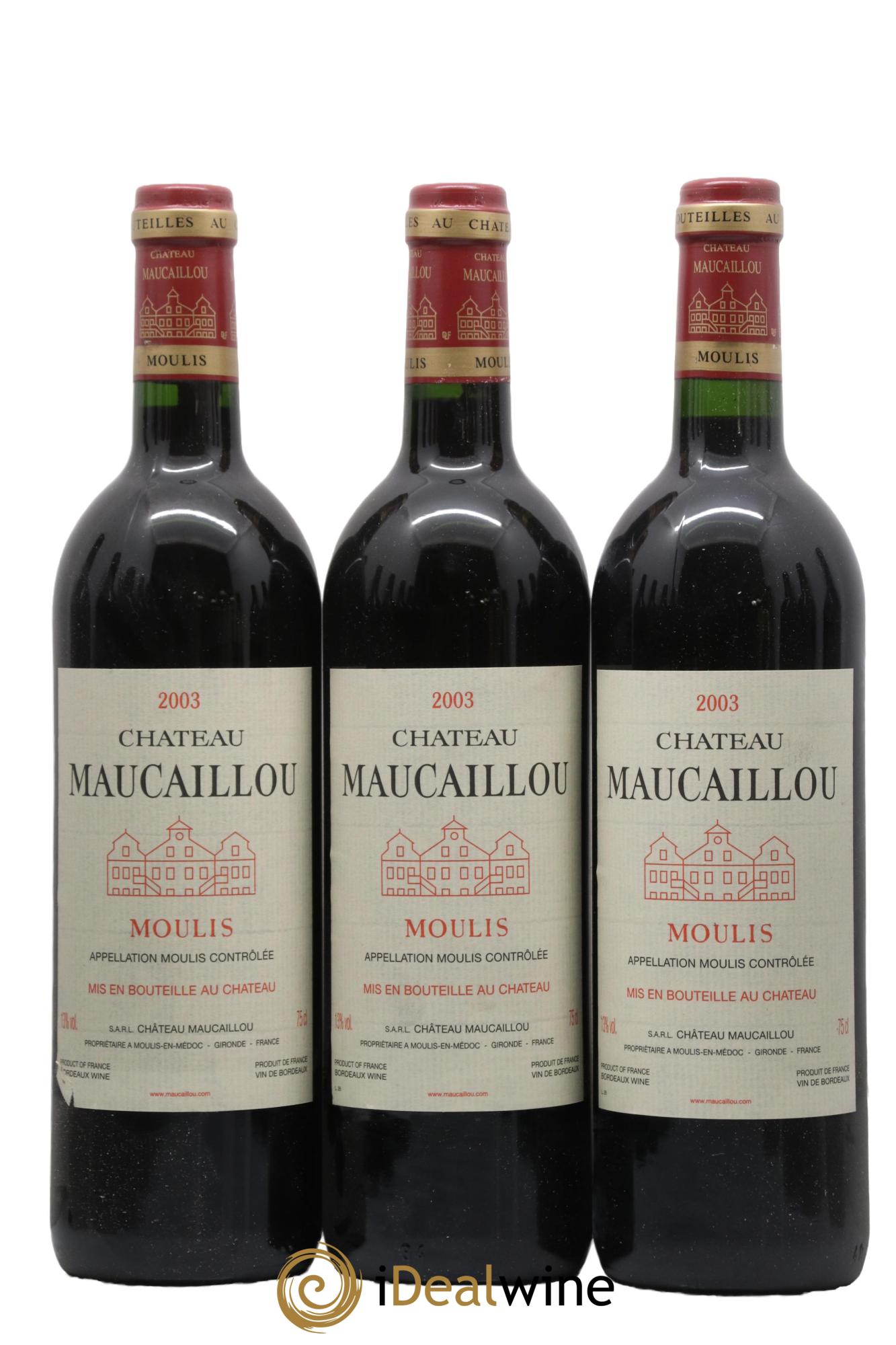 Château Maucaillou 2003 - Lotto di 3 bottiglie - 0