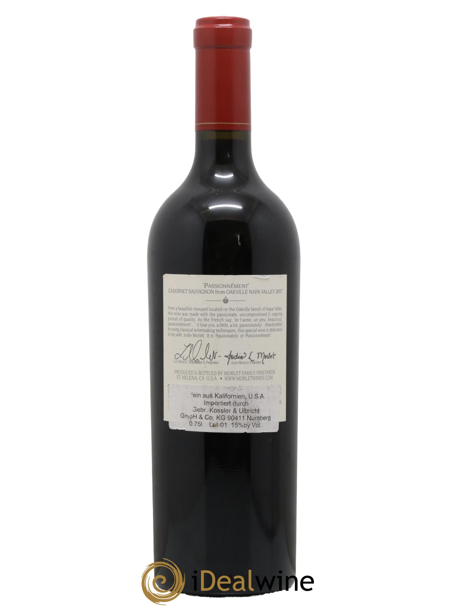 USA Napa Valley Cabernet Sauvignon Passionnément Morlet Family Vineyards 2007 - Lot de 1 bouteille - 1