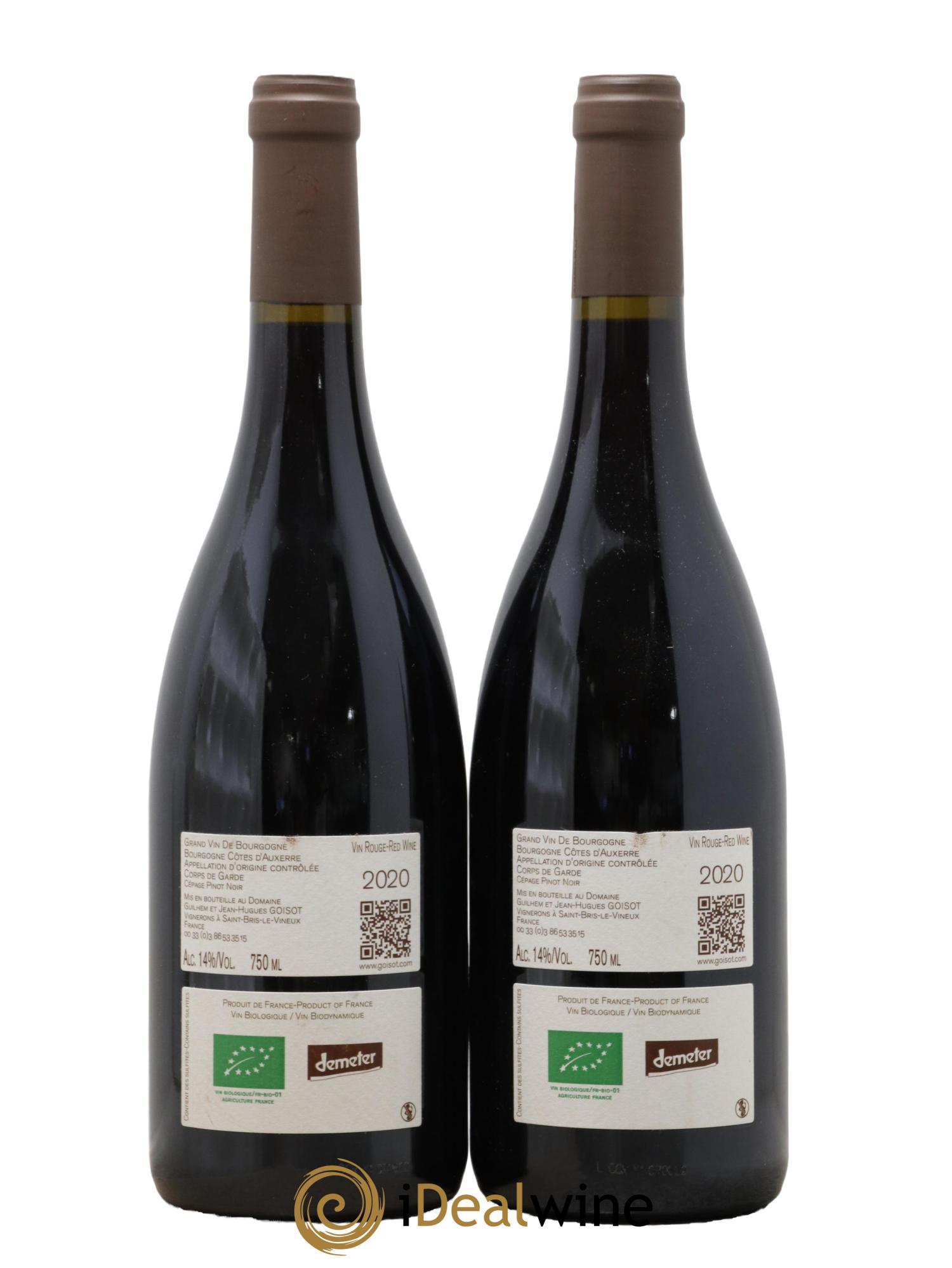 Bourgogne Côtes d'Auxerre Corps de Garde Goisot 2020 - Lotto di 2 bottiglie - 1