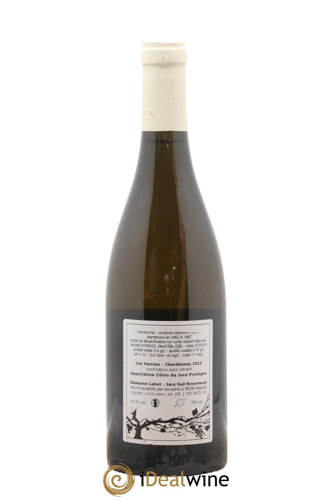 Côtes du Jura Chardonnay Les Varrons Romain - Julien - Charline Labet 2022 - Lot of 1 bottle - 1