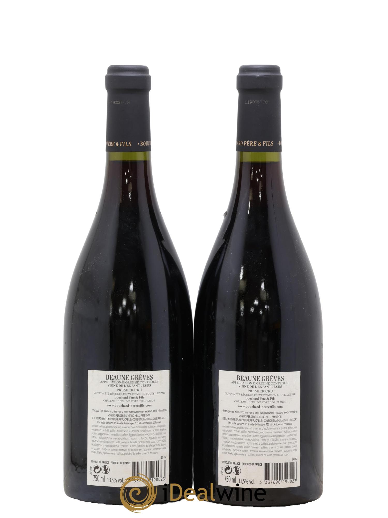 Beaune 1er Cru Grèves - Vigne de l'Enfant Jésus Bouchard Père & Fils 2017 - Lot de 2 bouteilles - 1