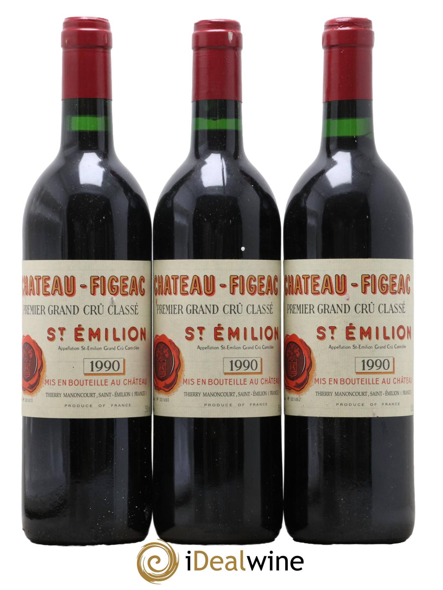 Château Figeac 1er Grand Cru Classé A 1990 - Lot de 3 bouteilles - 0