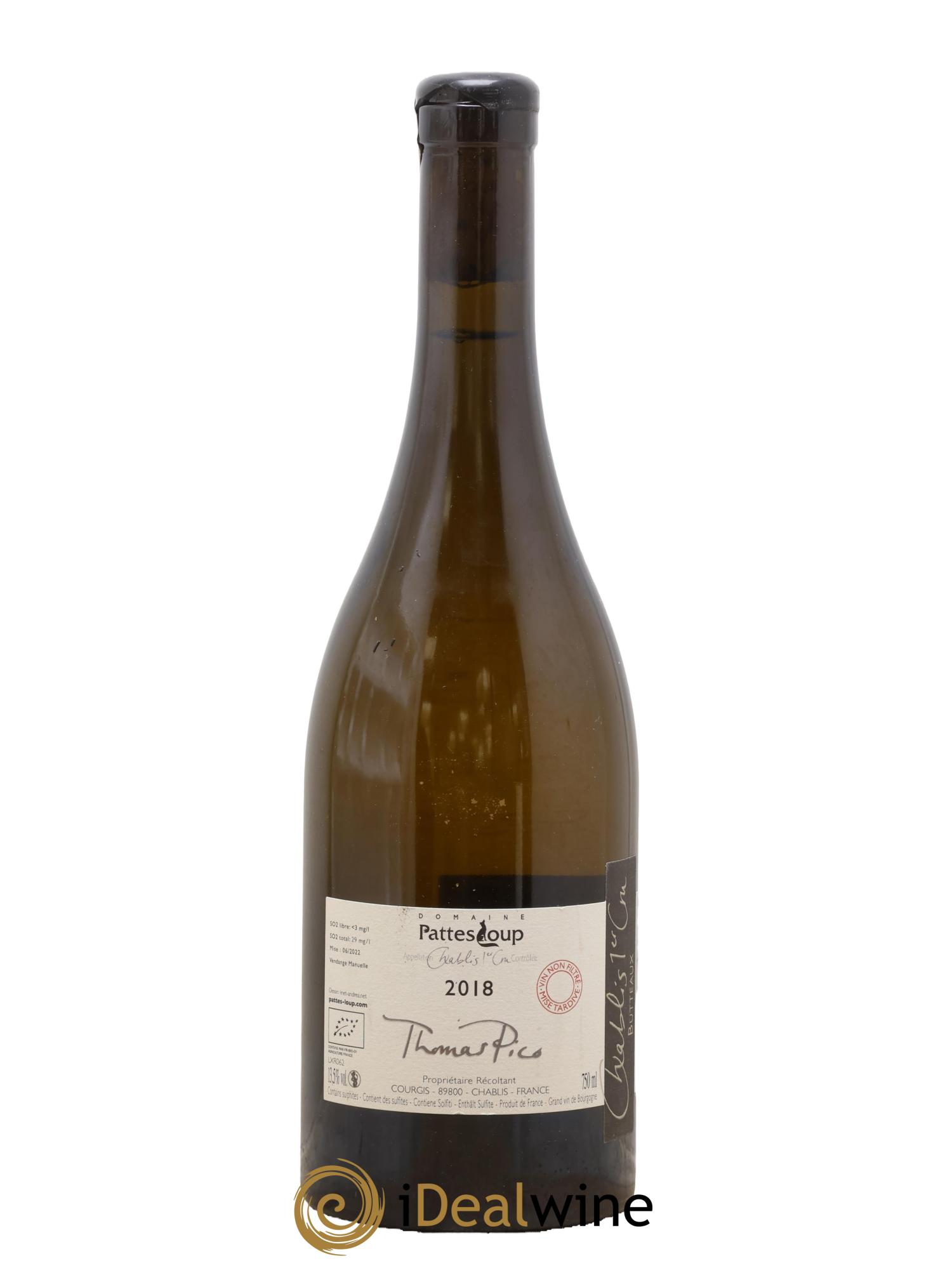 Chablis 1er Cru Butteaux Pattes Loup (Domaine) 2018 - Lot de 1 bouteille - 1