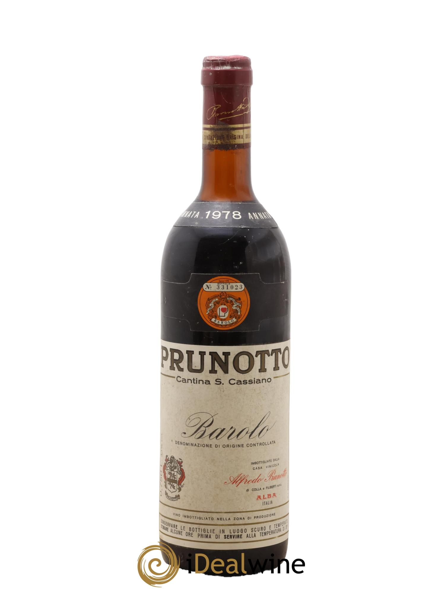 Barolo Prunotto San Cassiano 1978 - Lot de 1 bouteille - 0