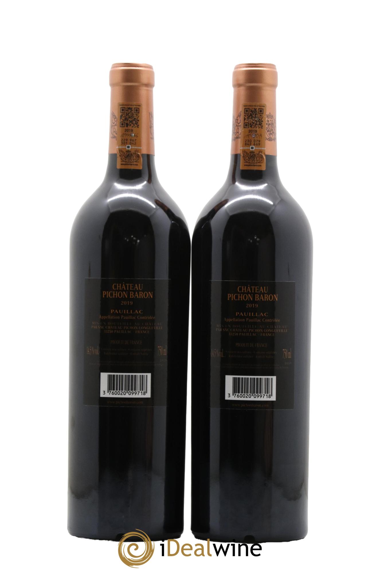 Pichon Longueville Baron 2ème Grand Cru Classé  2019 - Lotto di 2 bottiglie - 1
