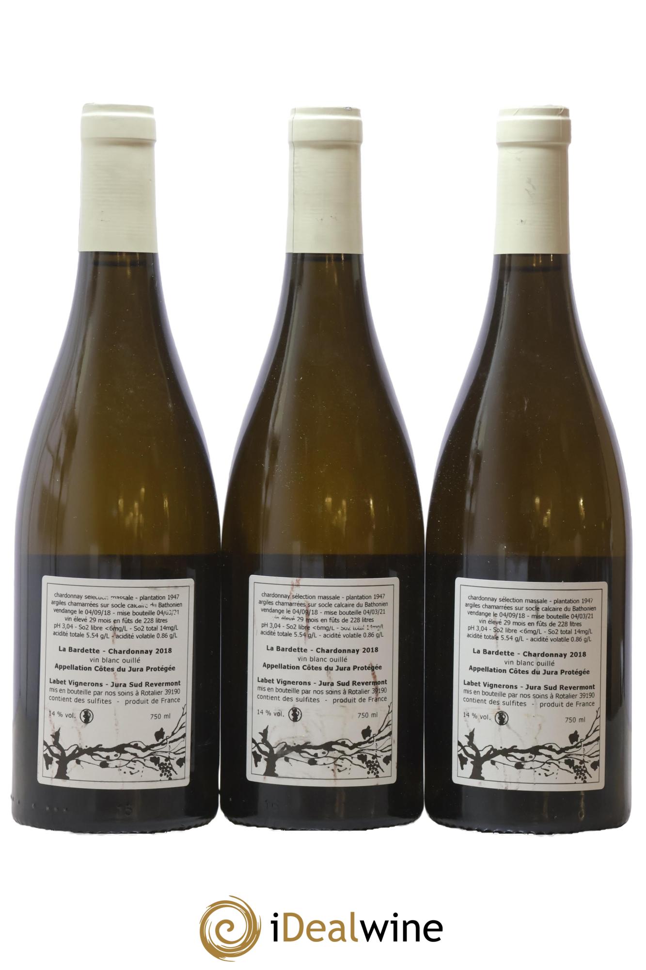 Côtes du Jura Chardonnay La Bardette Romain - Julien  - Charline Labet 2018 - Lot of 3 bottles - 1