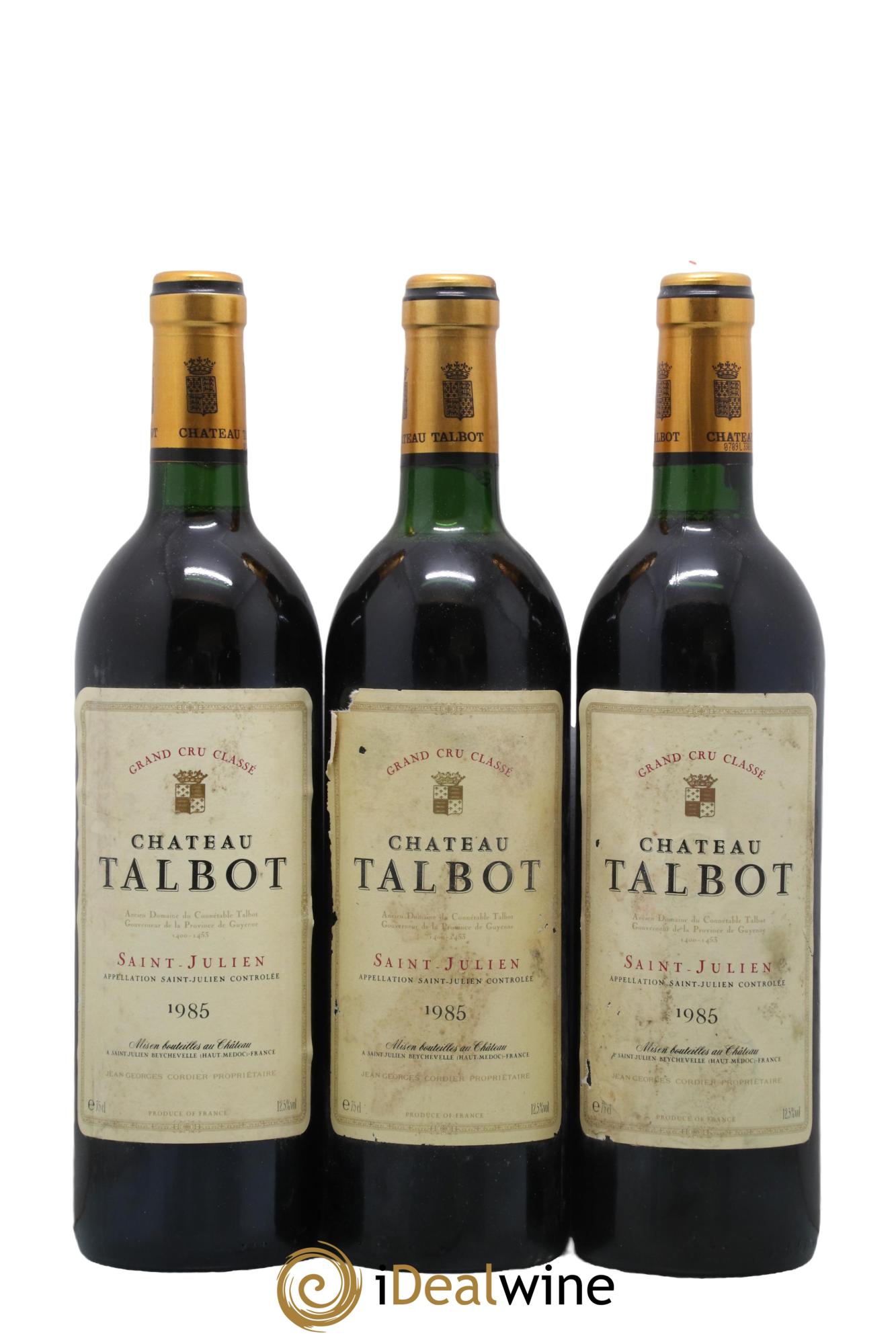 Château Talbot 4ème Grand Cru Classé 1985 - Lot de 3 bouteilles - 0