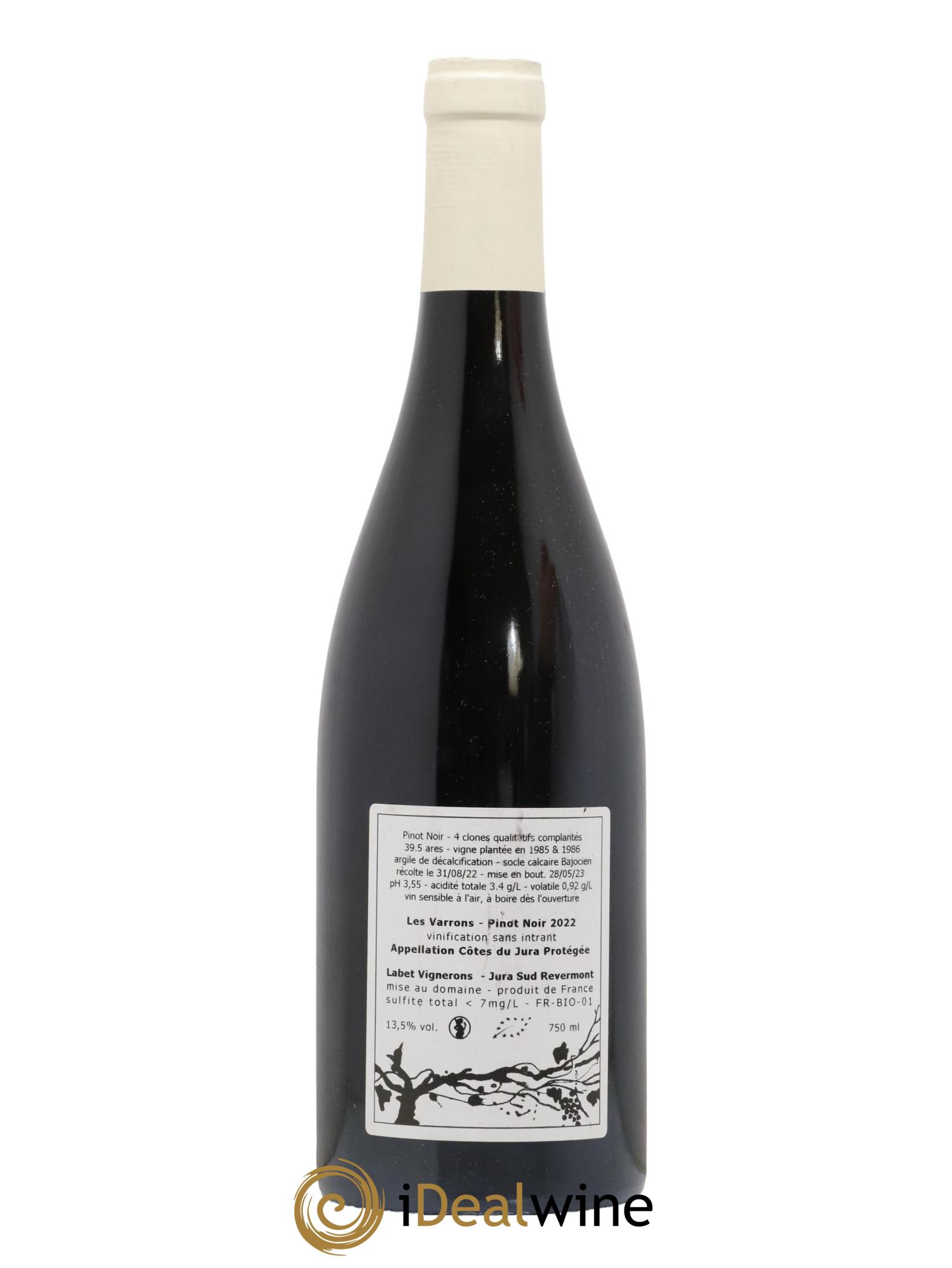 Côtes du Jura Pinot Noir Les Varrons Sélection Massale Romain - Julien - Charline Labet 2022 - Lot de 1 bouteille - 1