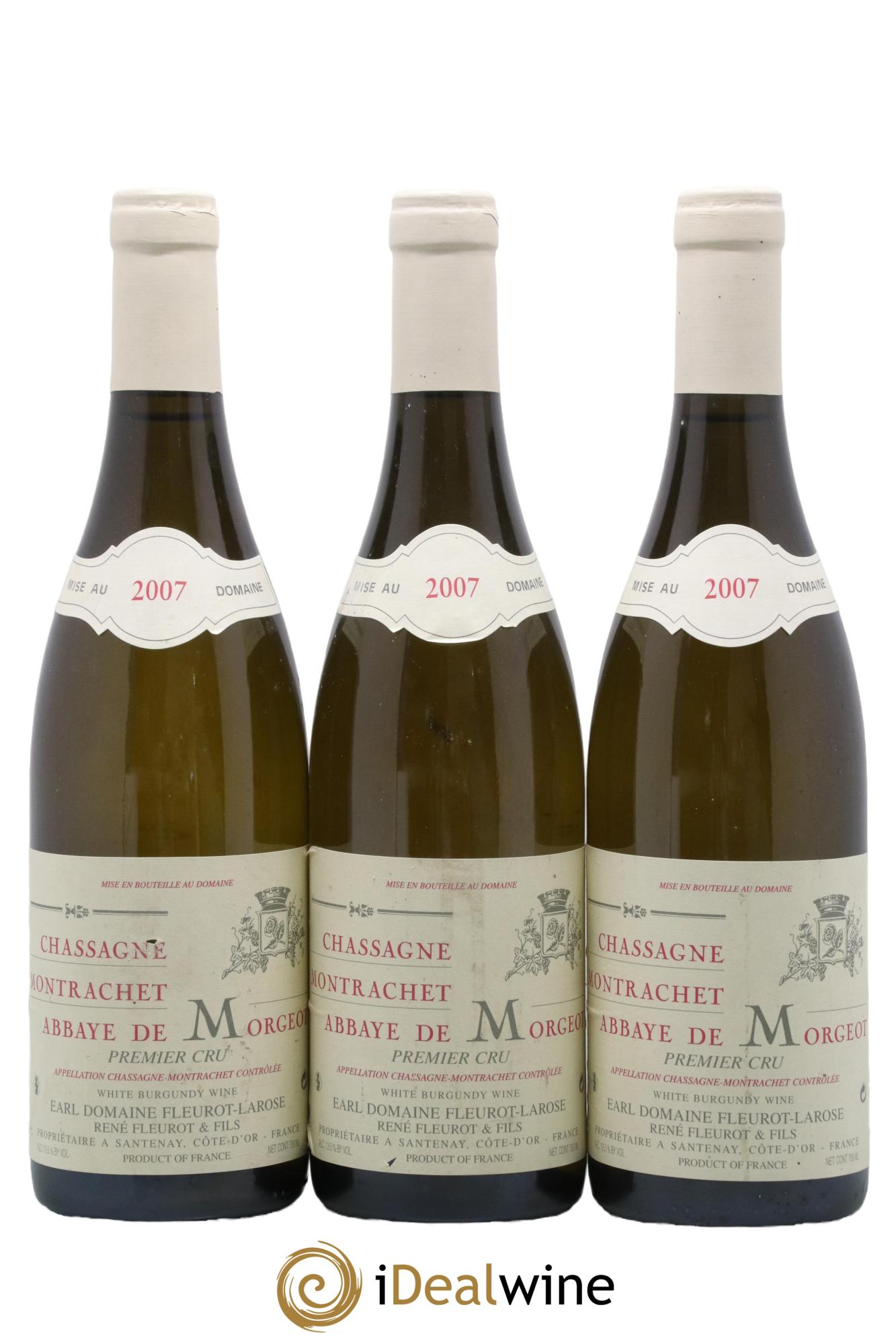 Chassagne-Montrachet 1er Cru Abbaye de Morgeot Fleurot Larose 2007 - Lot de 3 bouteilles - 0
