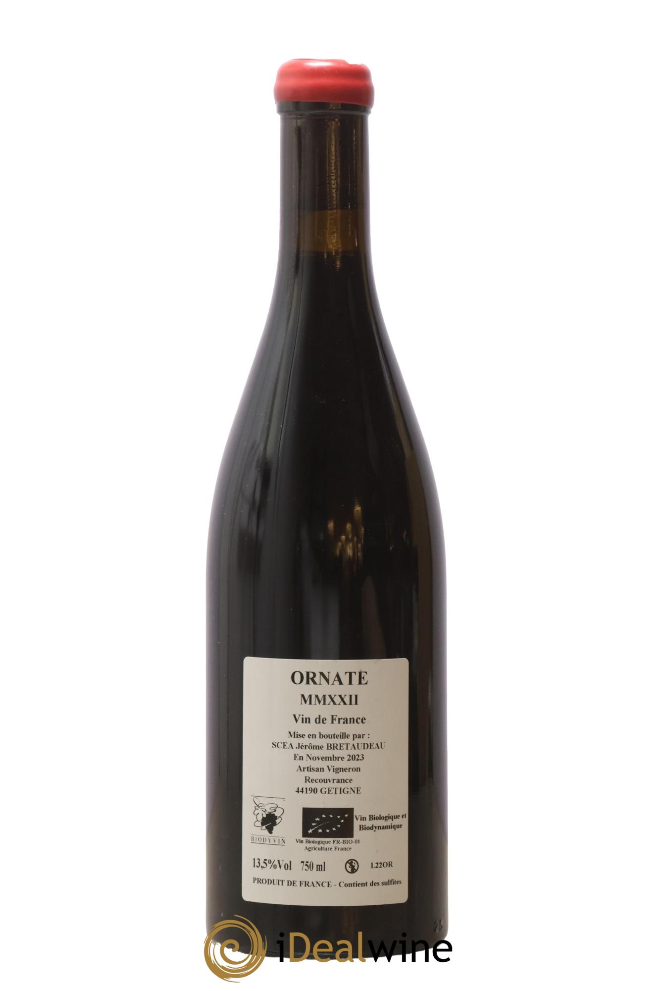 Vin de France Merlot Ornaté Jérôme Bretaudeau - Domaine de Bellevue 2022 - Lot de 1 bouteille - 1