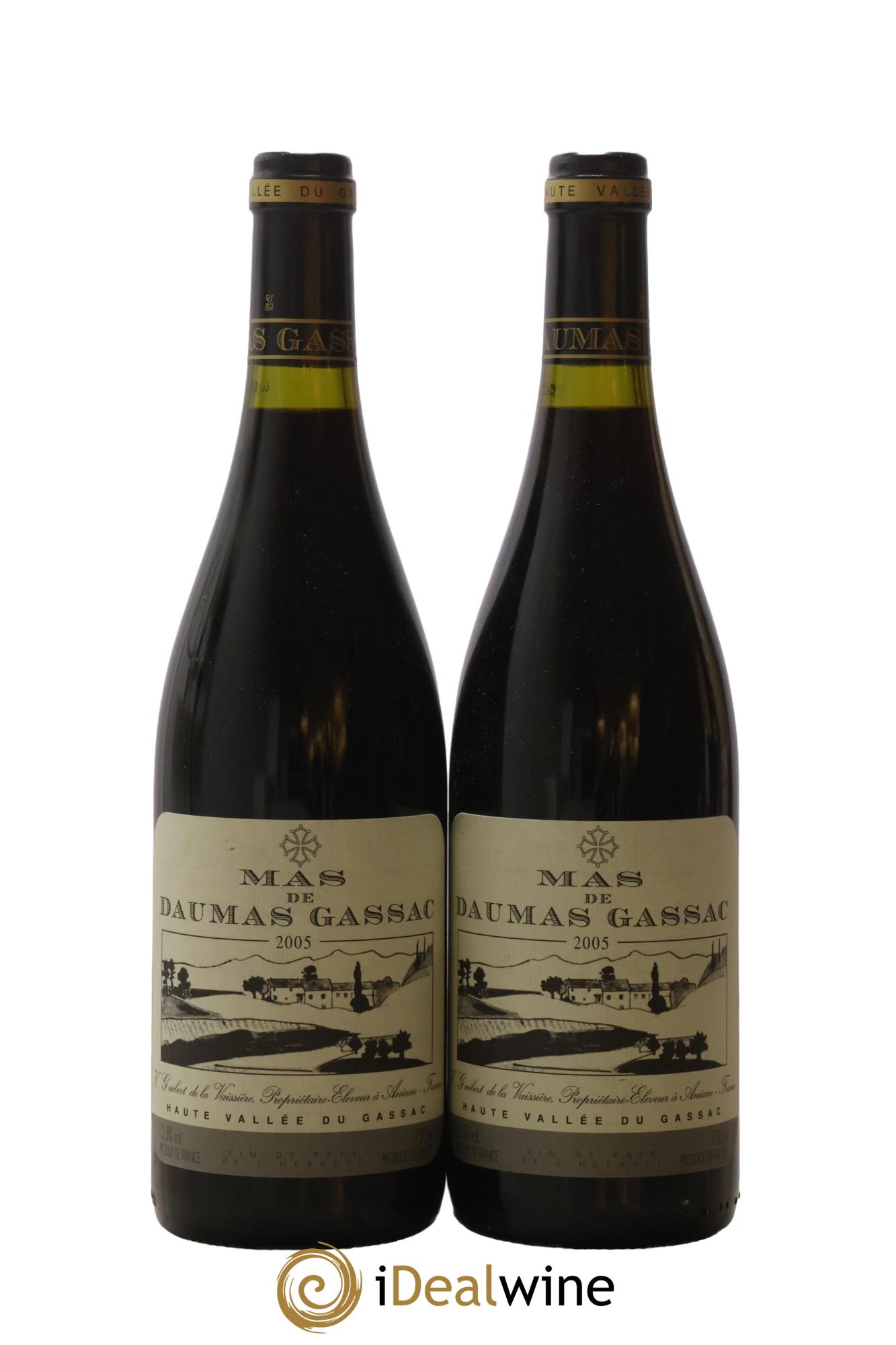 IGP St Guilhem-le-Désert - Cité d'Aniane Mas Daumas Gassac Famille Guibert de La Vaissière 2005 - Lot of 2 bottles - 0