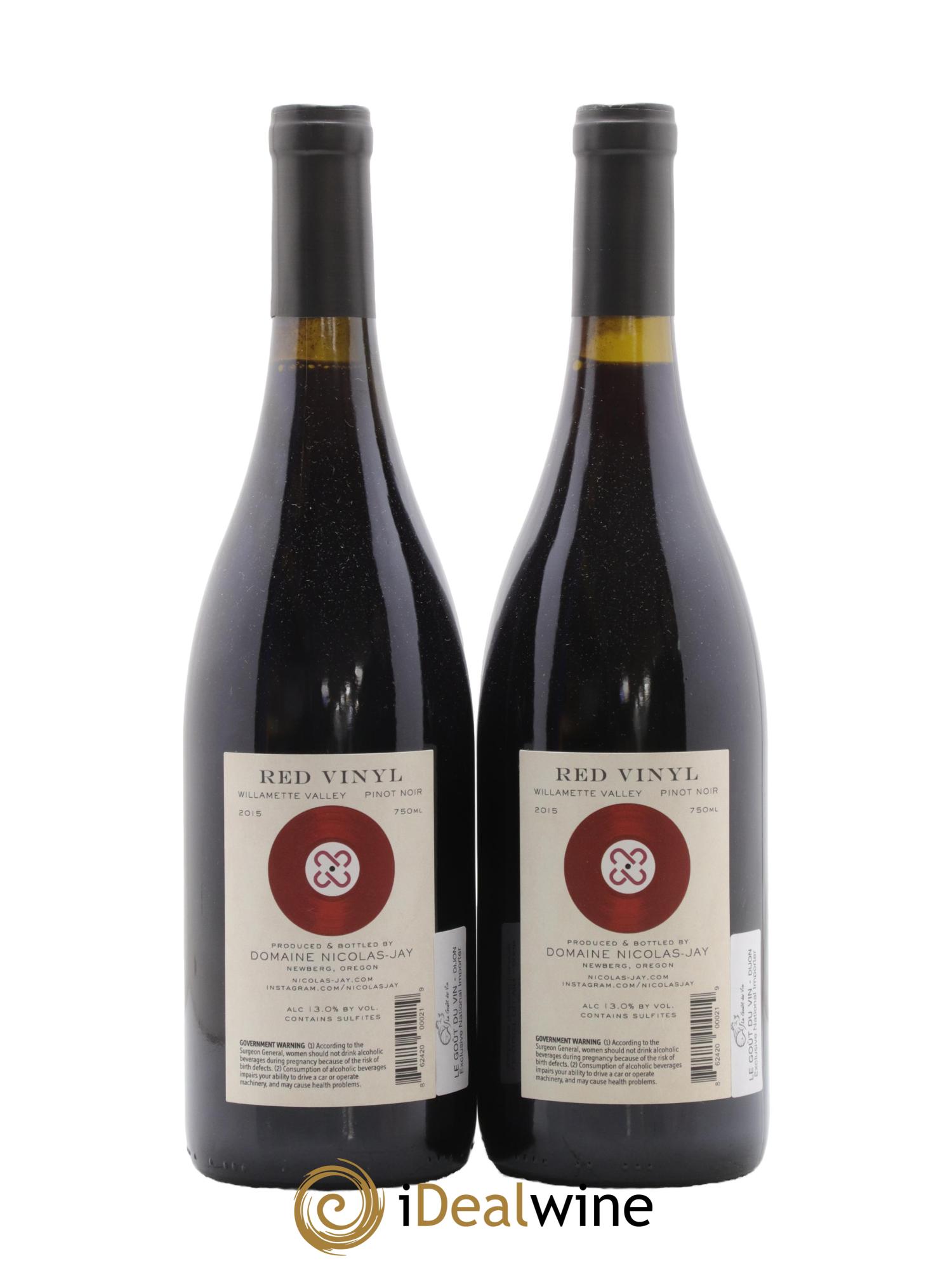 USA Willamette Valley Red Vinyl Nicolas Jay 2015 - Lot de 2 bouteilles - 1