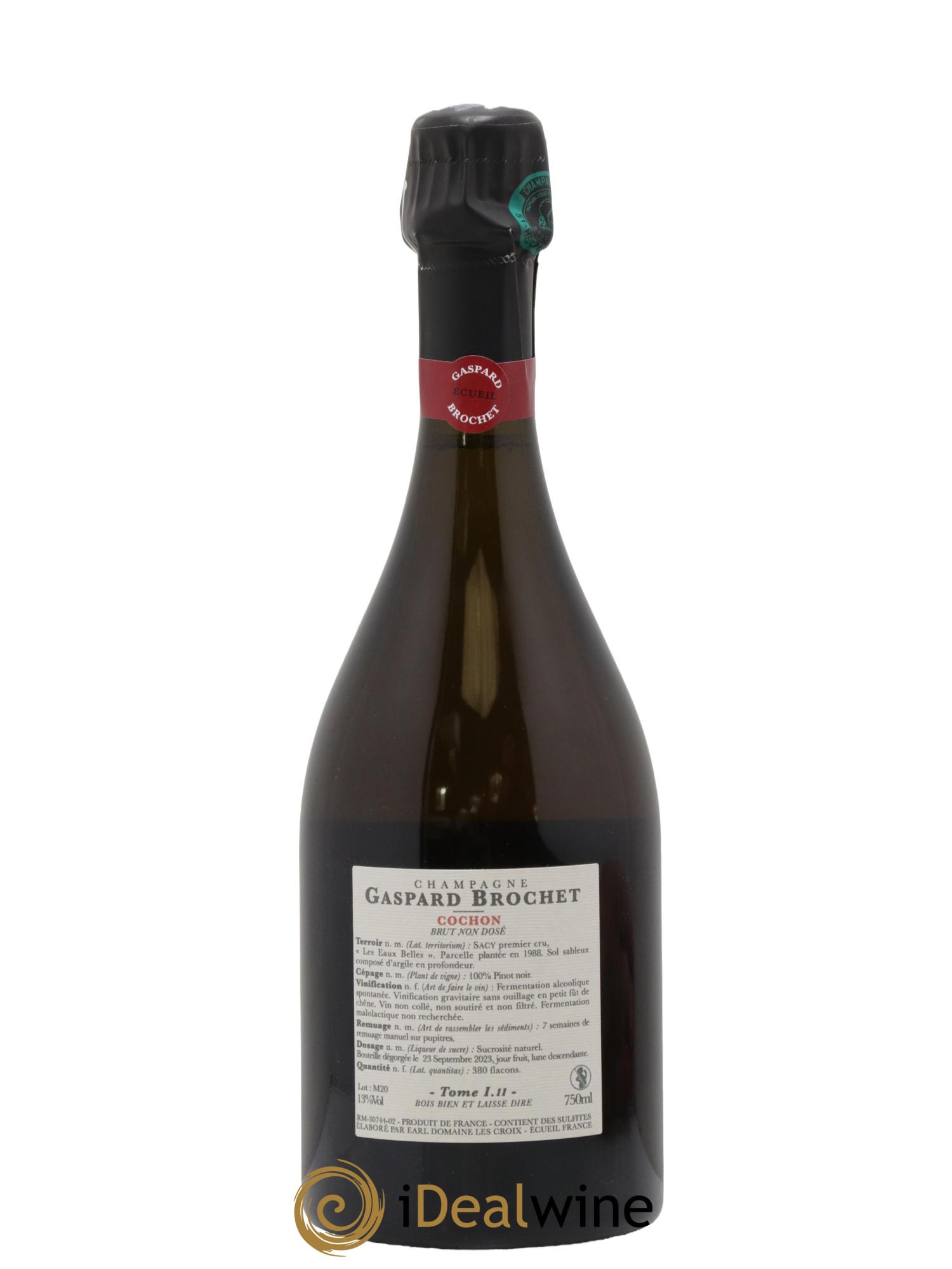 Brut Non Dosé Pinot Noir Cochon Tome I.II Gaspard Brochet - Lot de 1 bouteille - 1