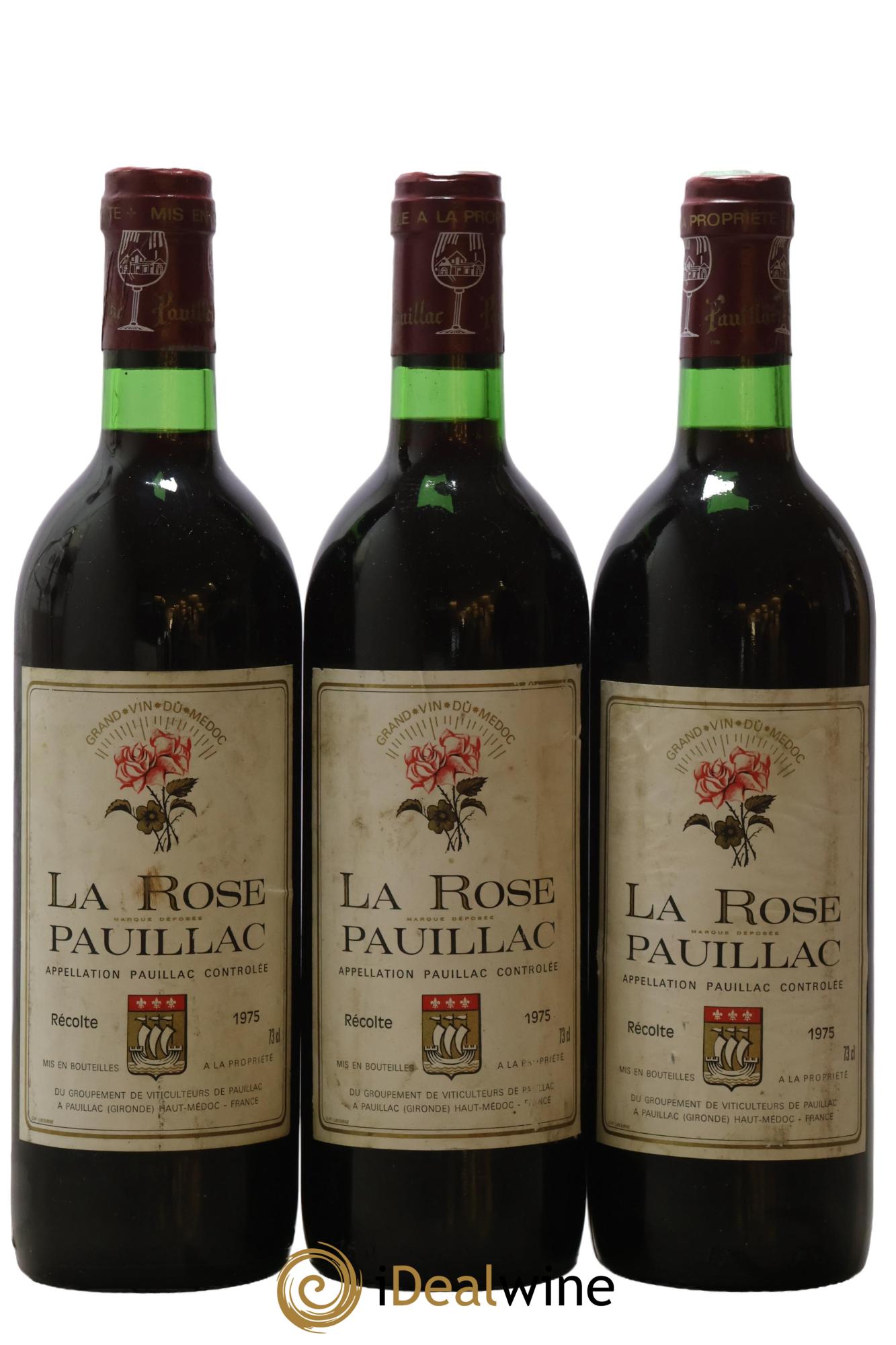 La Rose Pauillac 1975 - Lot of 3 bottles - 0