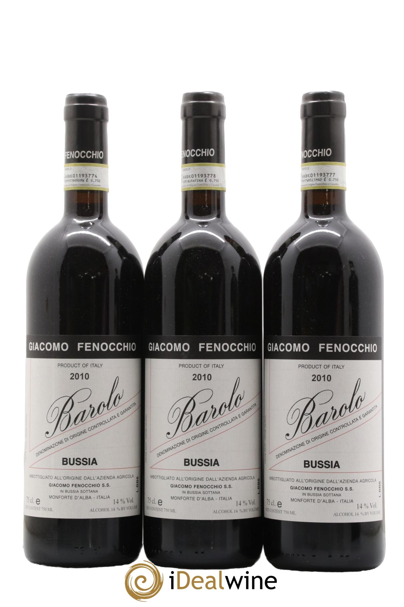 Barolo Bussia Giacomo Fenocchio 2010 - Lot de 3 bouteilles - 0