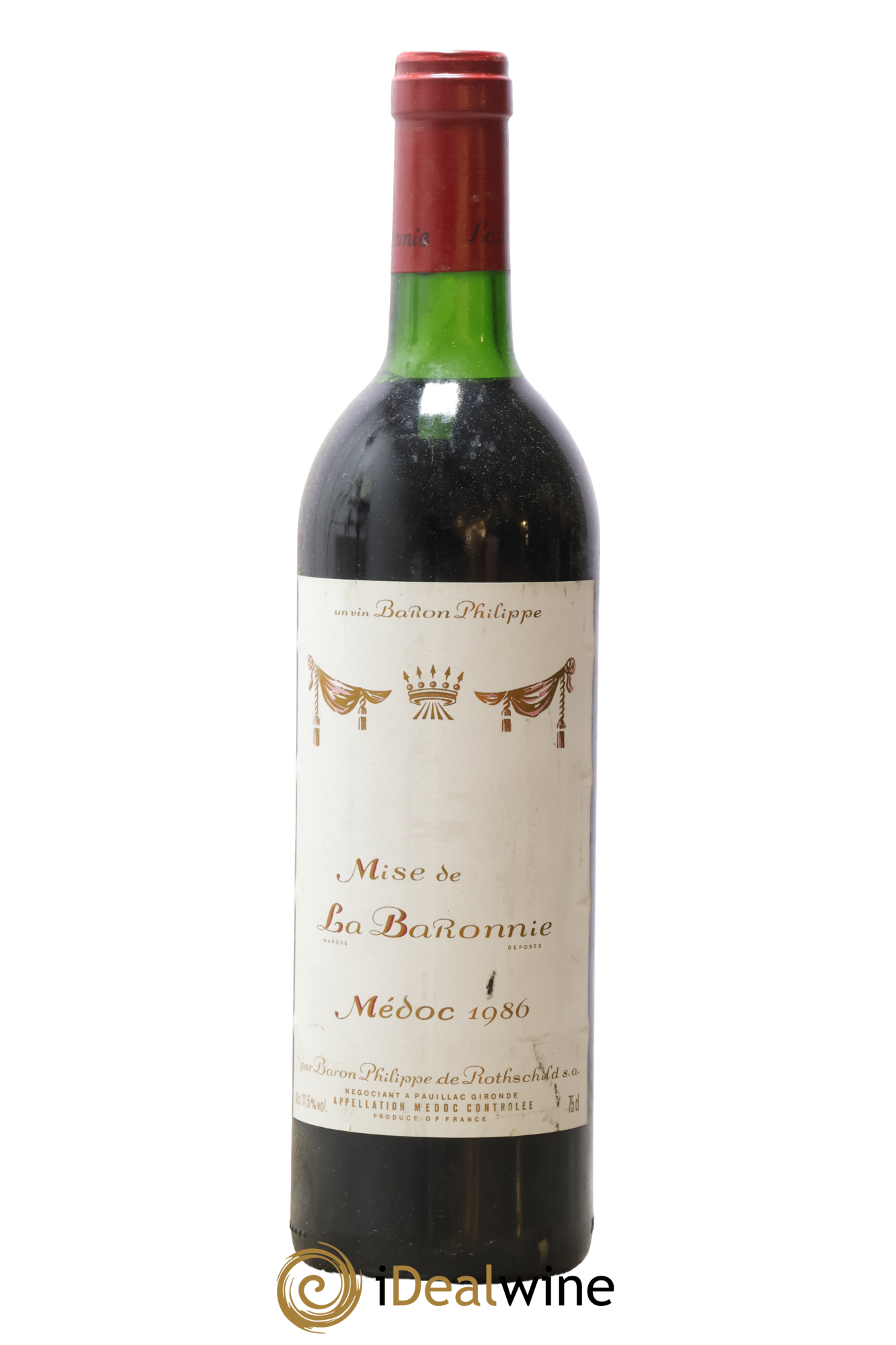 Château d' Armailhac - Mouton Baron(ne) Philippe 5ème Grand Cru Classé 1986 - Lot de 1 bouteille - 0