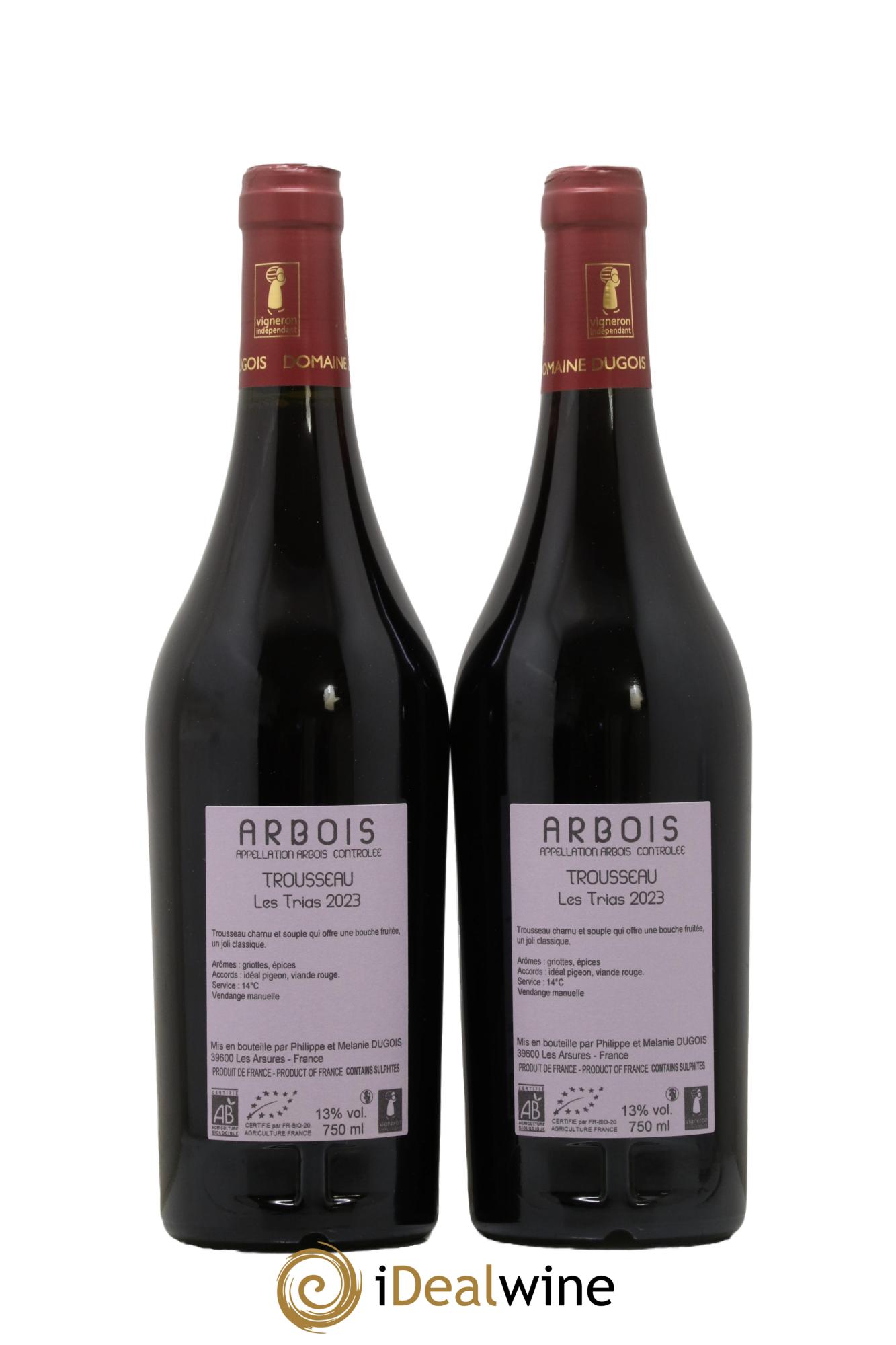 Côtes du Jura Domaine Dugois Trousseau Les Trias 2023 - Lot de 2 bouteilles - 1