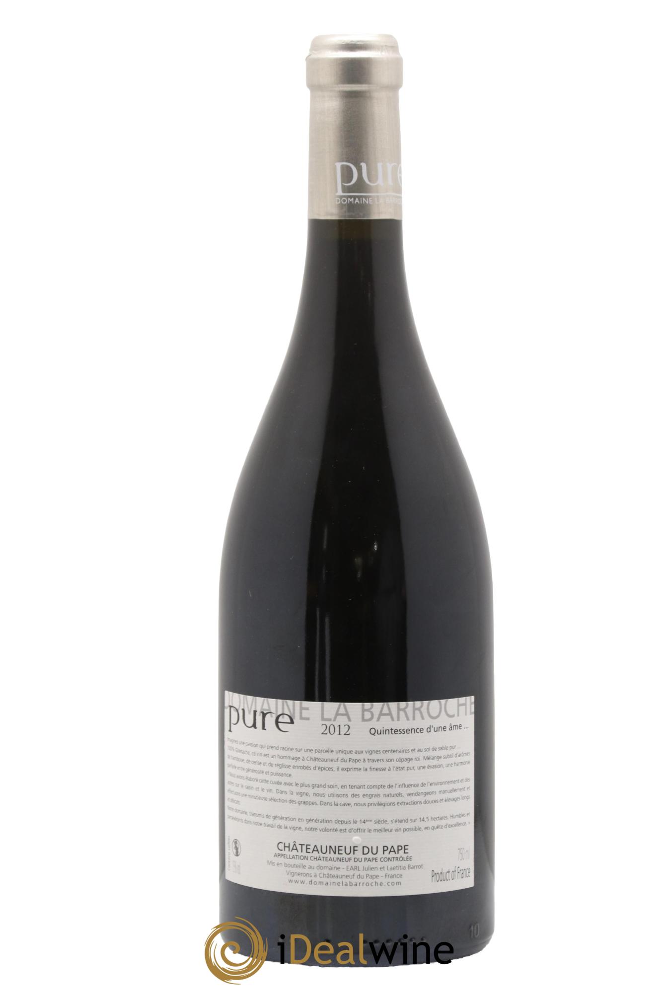 Châteauneuf-du-Pape Cuvée Pure Domaine La Barroche 2012 - Lot of 1 bottle - 1