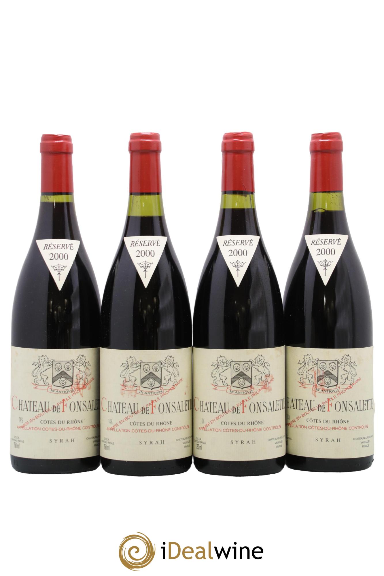 Côtes-du-Rhône Cuvée Syrah Château de Fonsalette 2000 - Lot of 4 bottles - 0