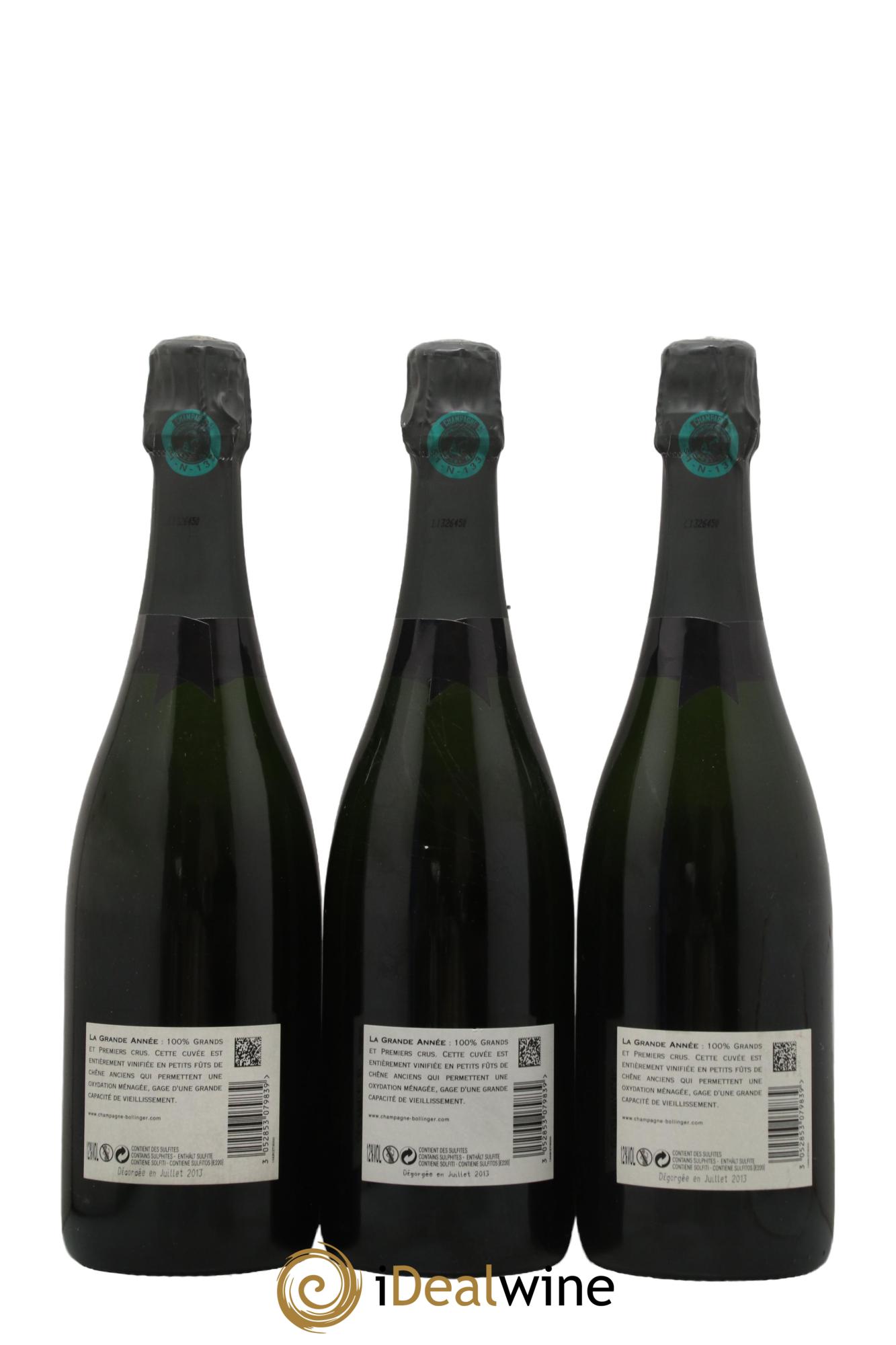 Grande Année Brut Bollinger 2004 - Lot of 3 bottles - 1