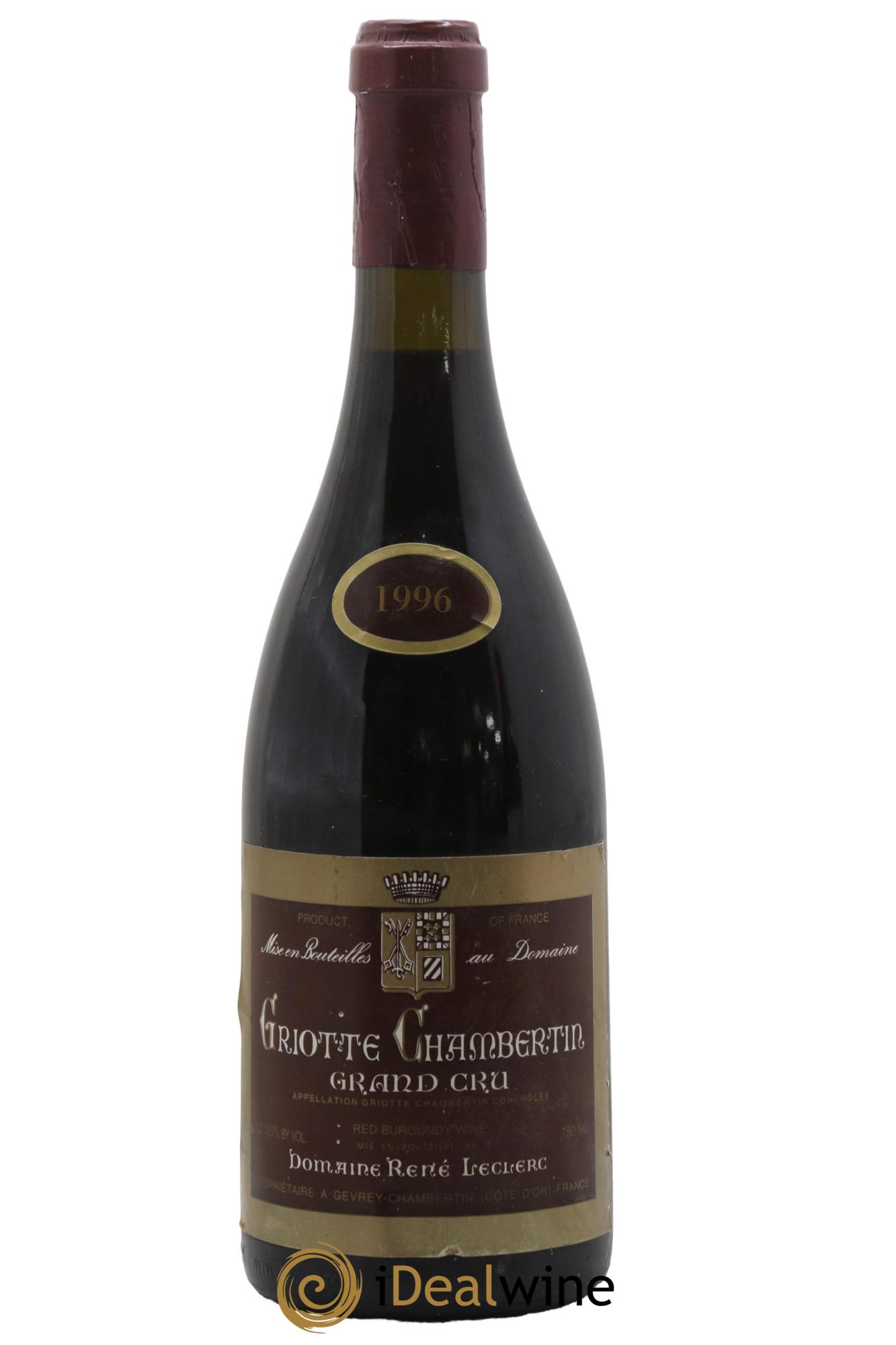 Griotte-Chambertin Grand Cru René Leclerc  1996 - Lot de 1 bouteille - 0